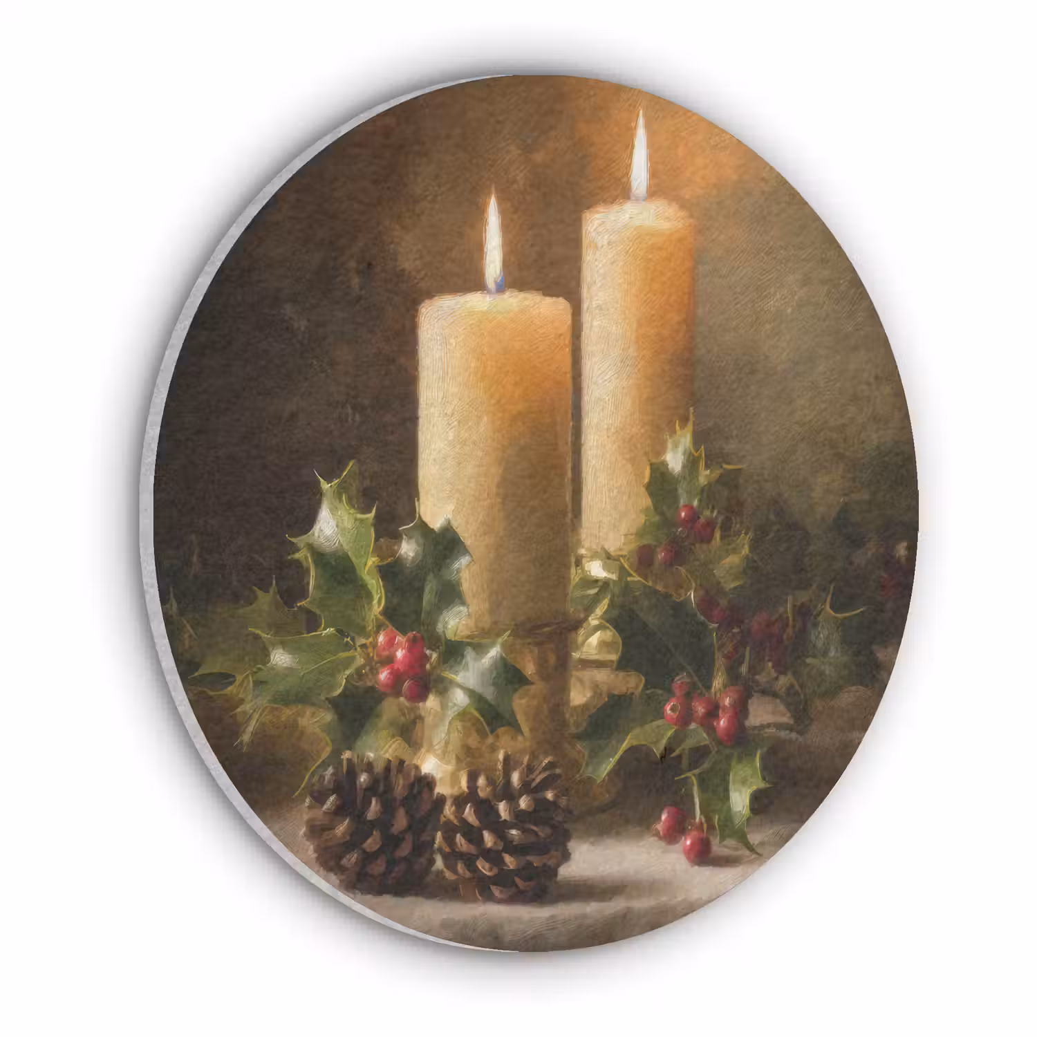 Kaarslicht - Kerst - Veelkleurig Akoestische PET Vilt - Rond klein -3d