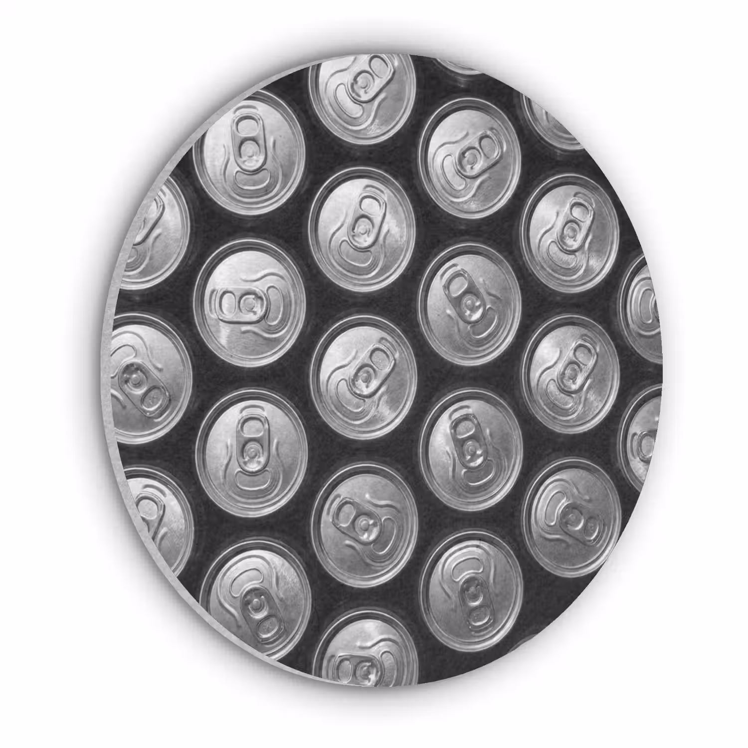 Blikjes - Aluminium - Patroon - Industrieel - Zilver Akoestische PET Vilt - Rond klein -3d
