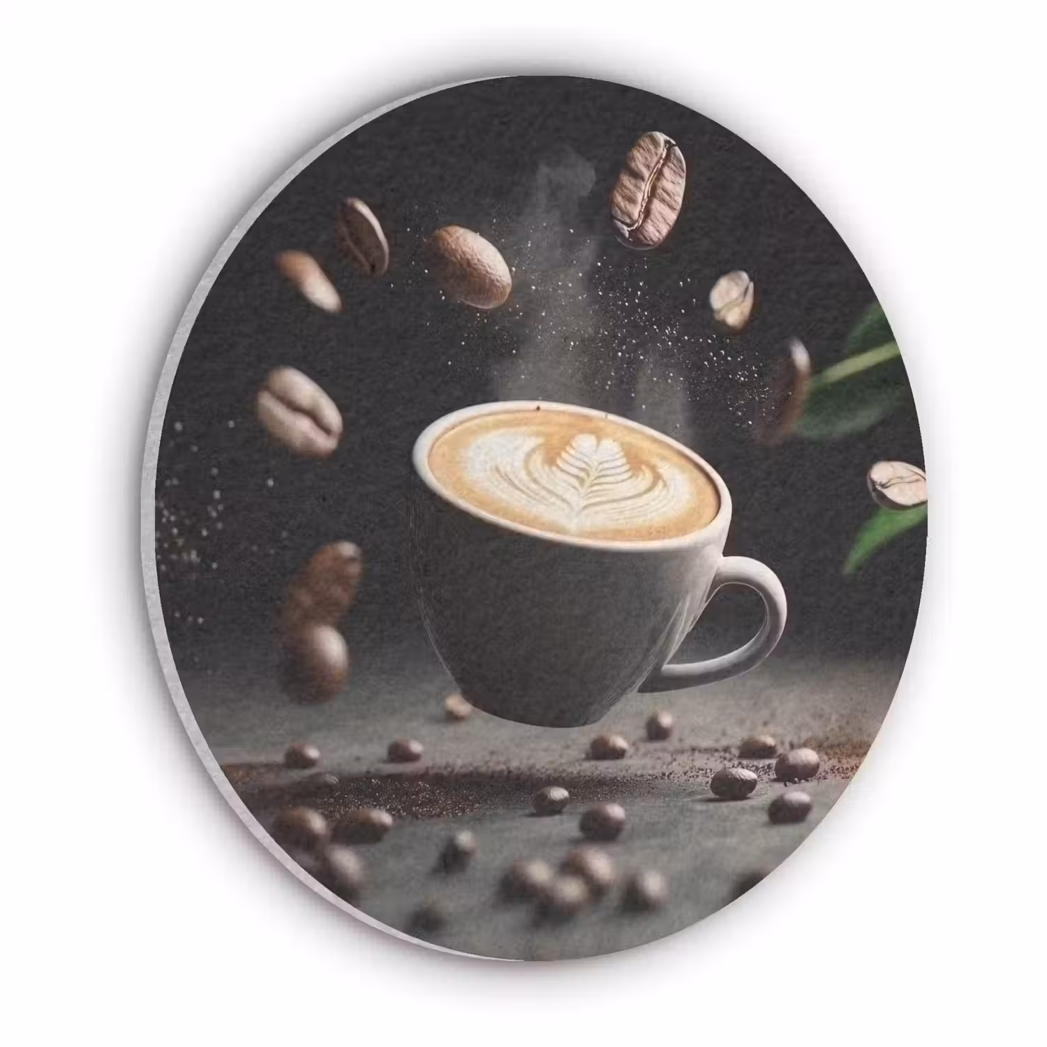 Cappuccino - Kop - Bonen - Bruin Akoestische PET Vilt - Rond klein -3d