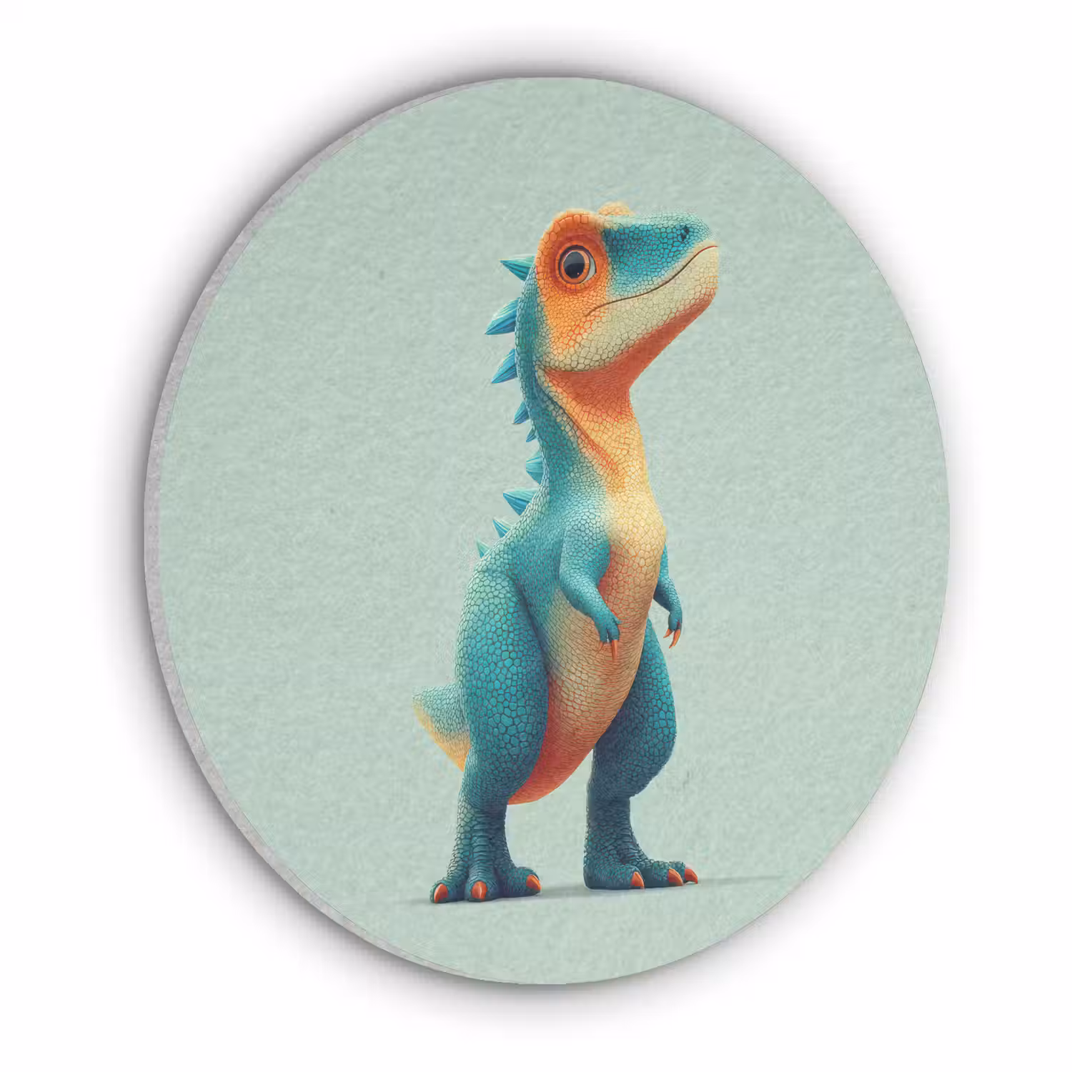 Cartoon - Dino - Oranje - Stekels Akoestische PET Vilt - Rond klein -3d