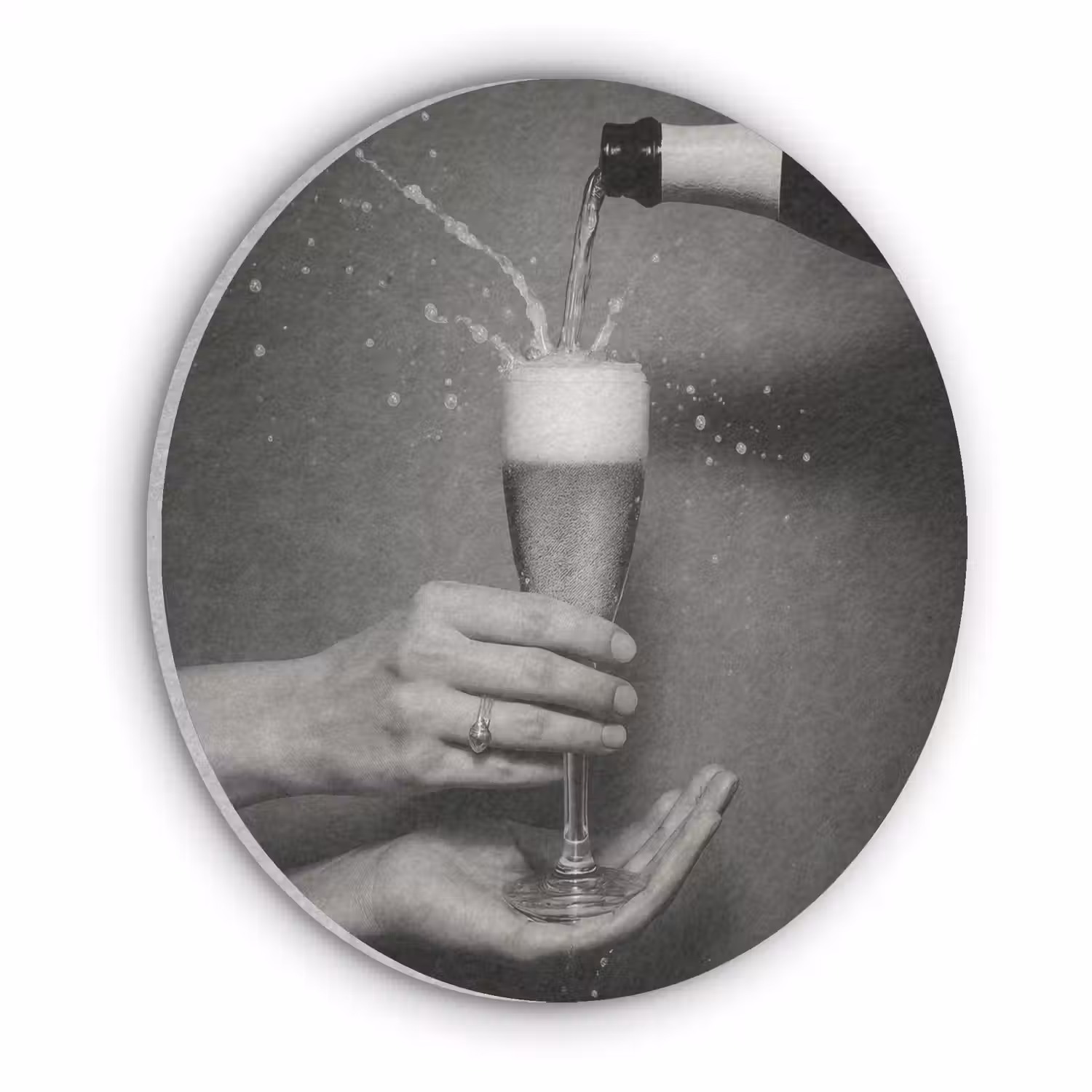 Champagnefles - Glas - Minimalistisch - Spetters Akoestische PET Vilt - Rond klein -3d