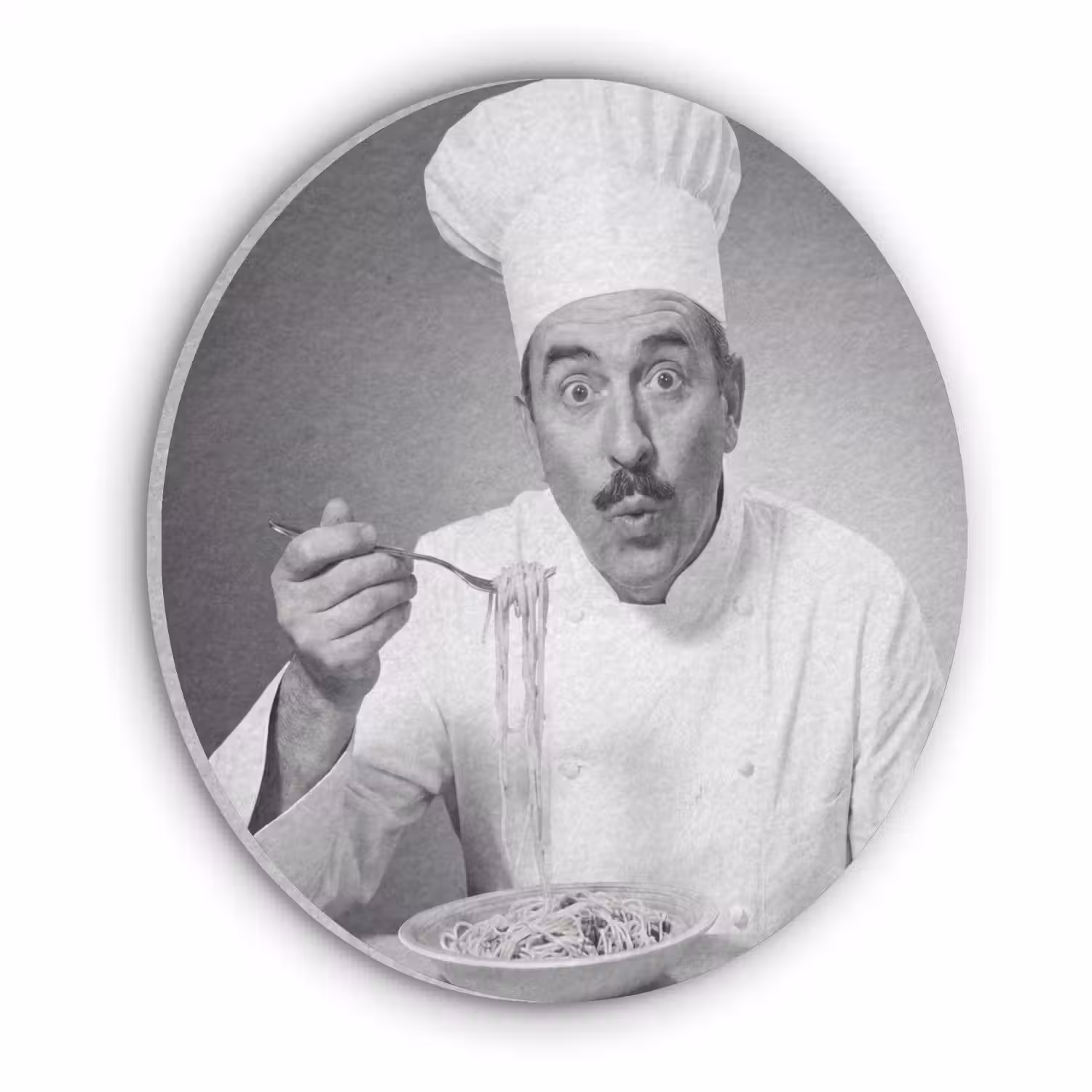 Chef - Spaghetti - Pasta Akoestische PET Vilt - Rond klein -3d
