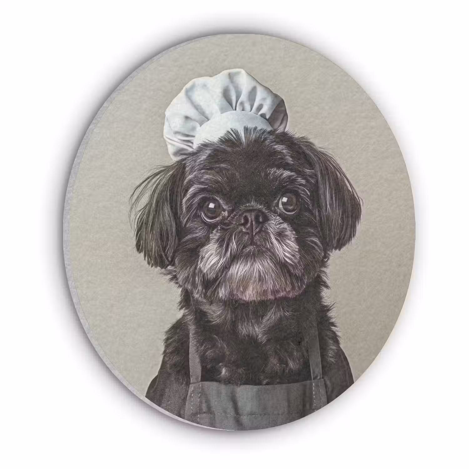 Kokskleding - Zwart - Hondje Akoestische PET Vilt - Rond klein -3d