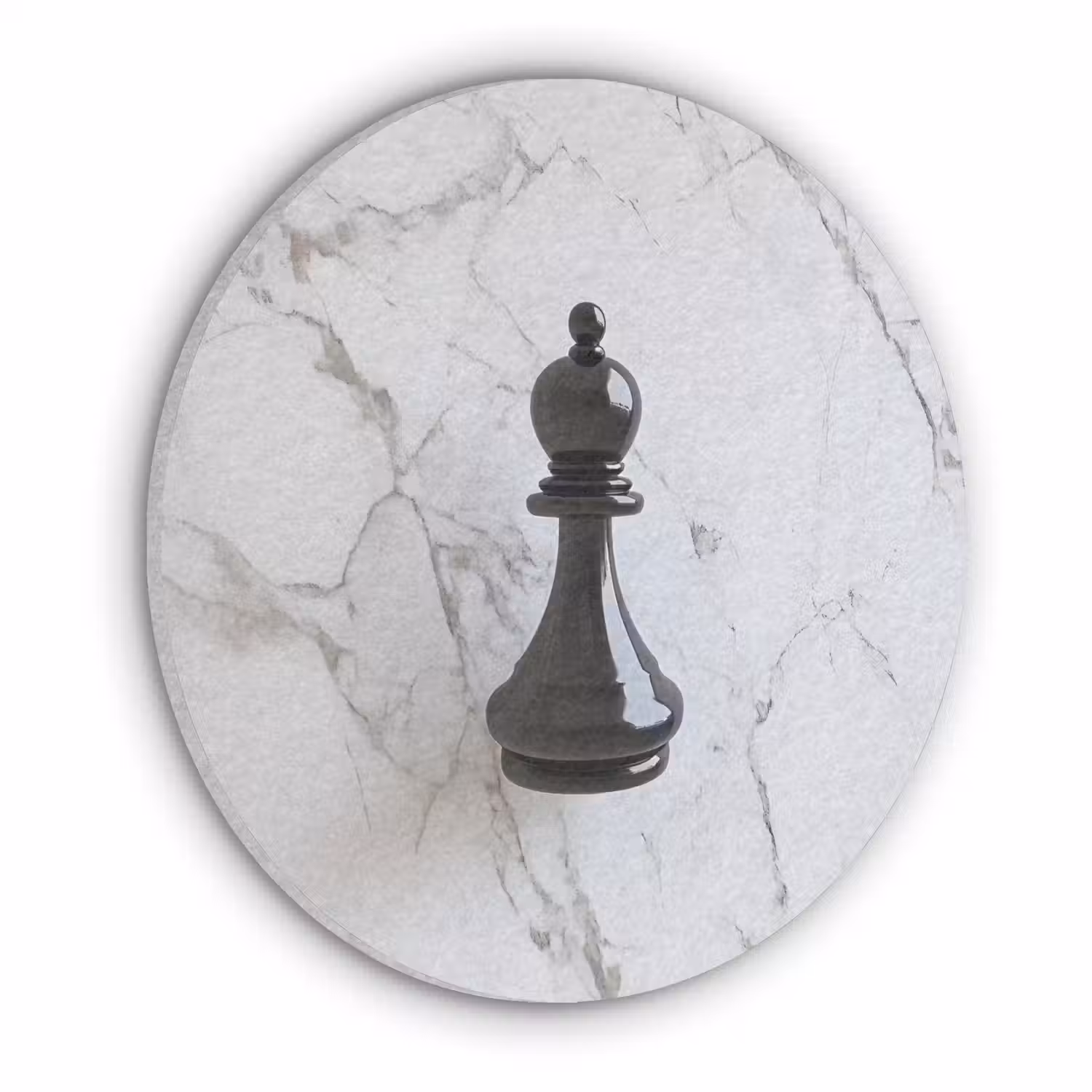 Schaakstuk - Loper - Zwart - Marmer Akoestische PET Vilt - Rond klein -3d