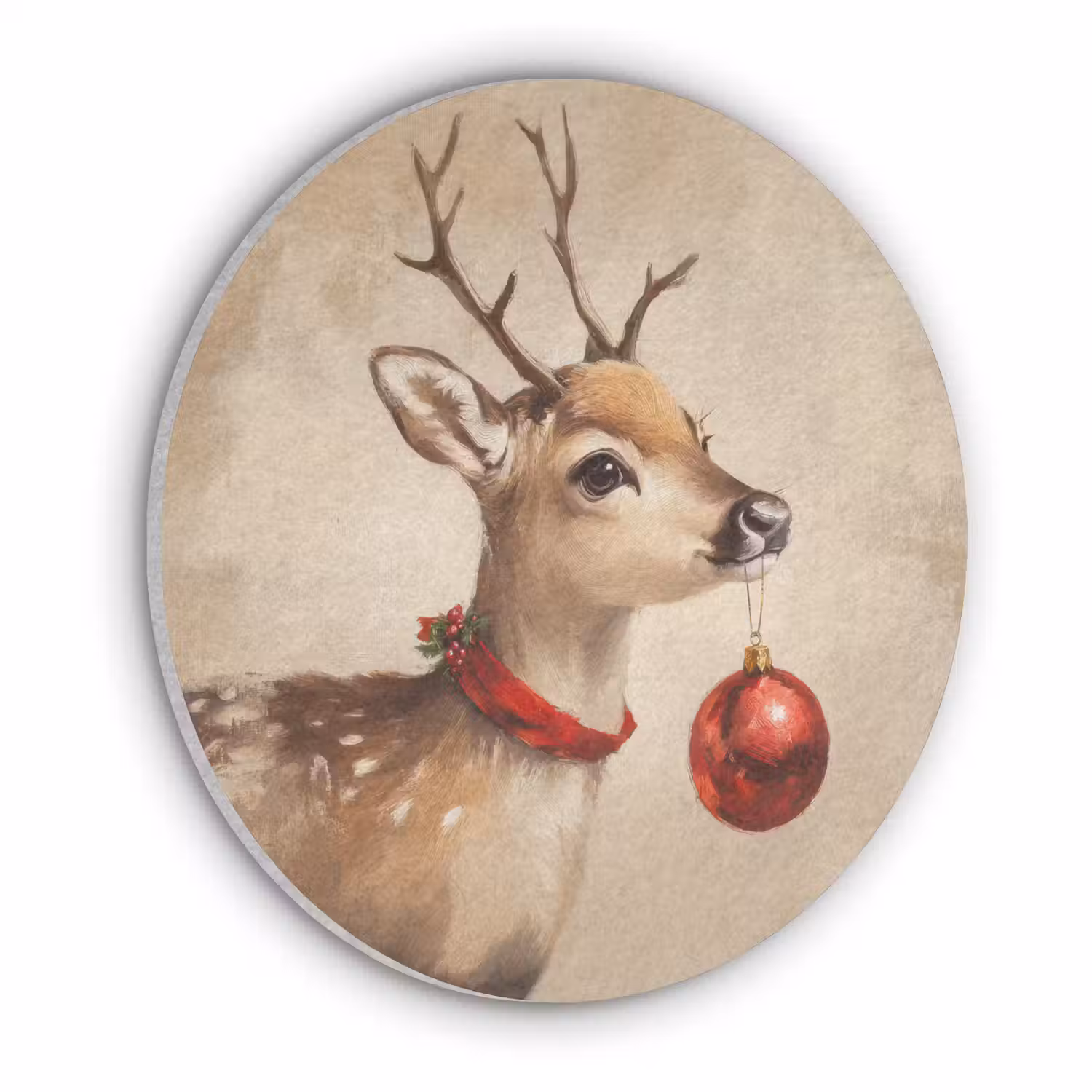 Kerst - Hert - Gewei - Kerstbal - Rendier Akoestische PET Vilt - Rond klein -3d