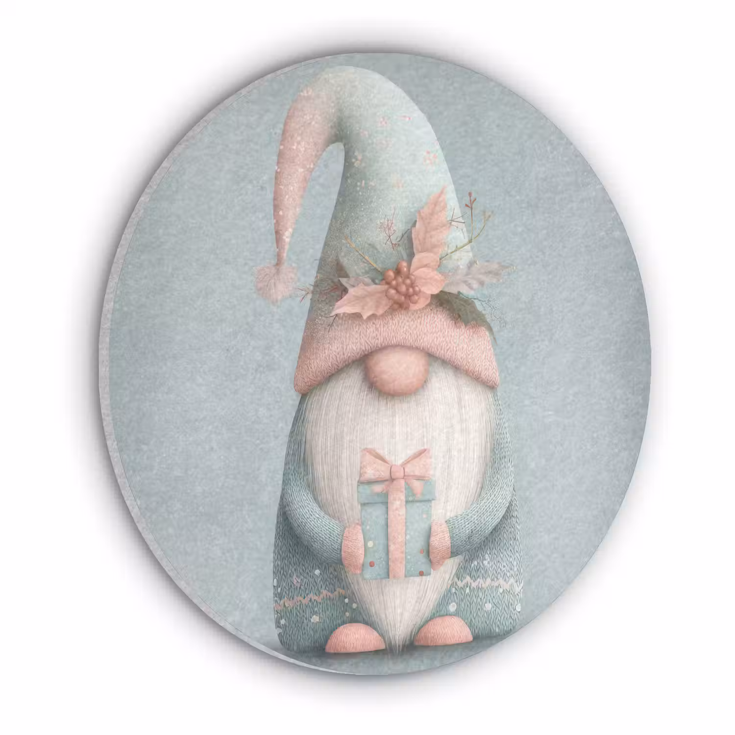 Kerstgnome - Cadeau - Groen Akoestische PET Vilt - Rond klein -3d