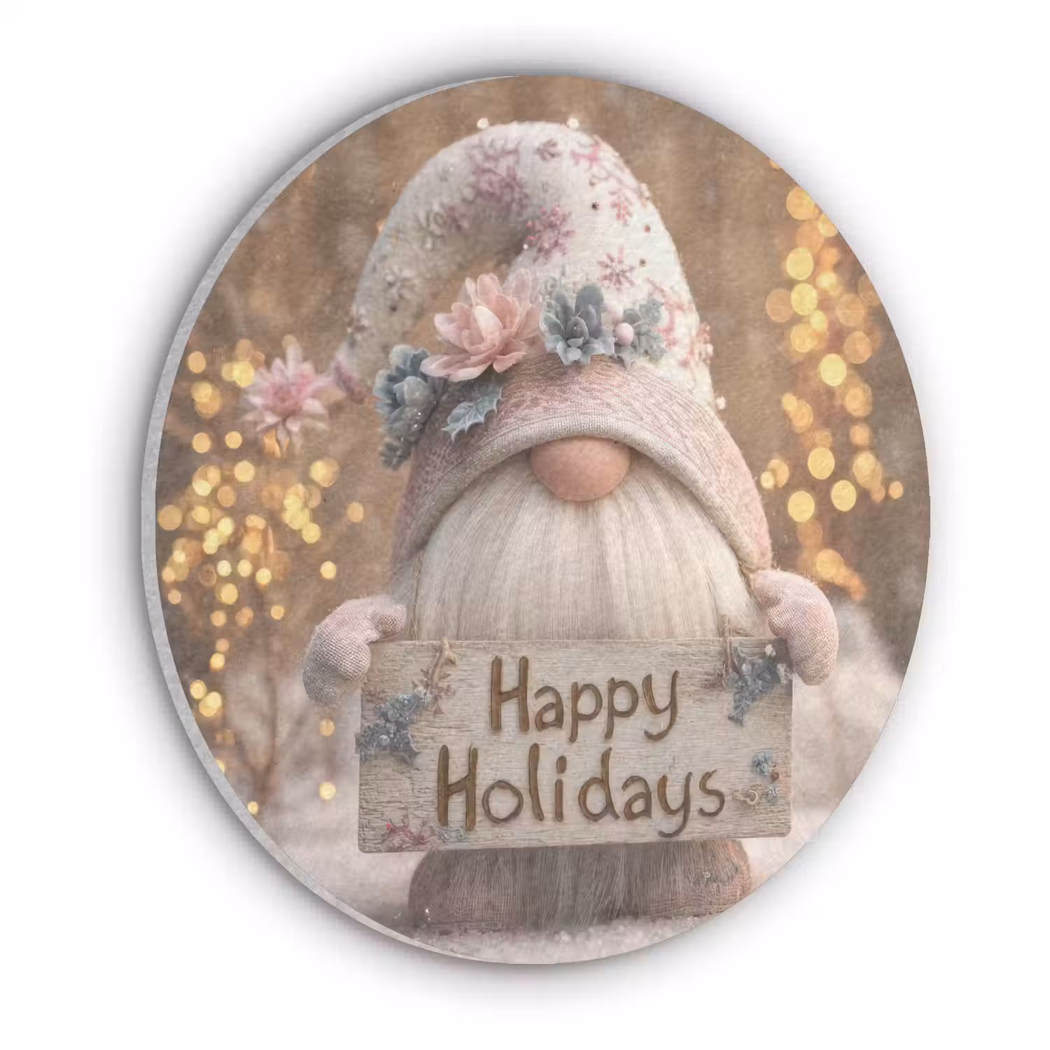 Kerst - Gnome - Bord - Kleurrijk Akoestische PET Vilt - Rond klein -3d