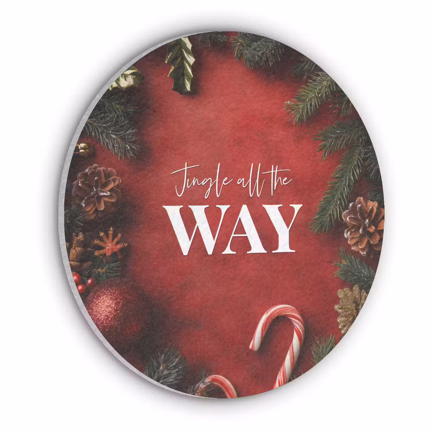 Kerst - Quote - Rood - Kerstballen Akoestische PET Vilt - Rond klein -3d