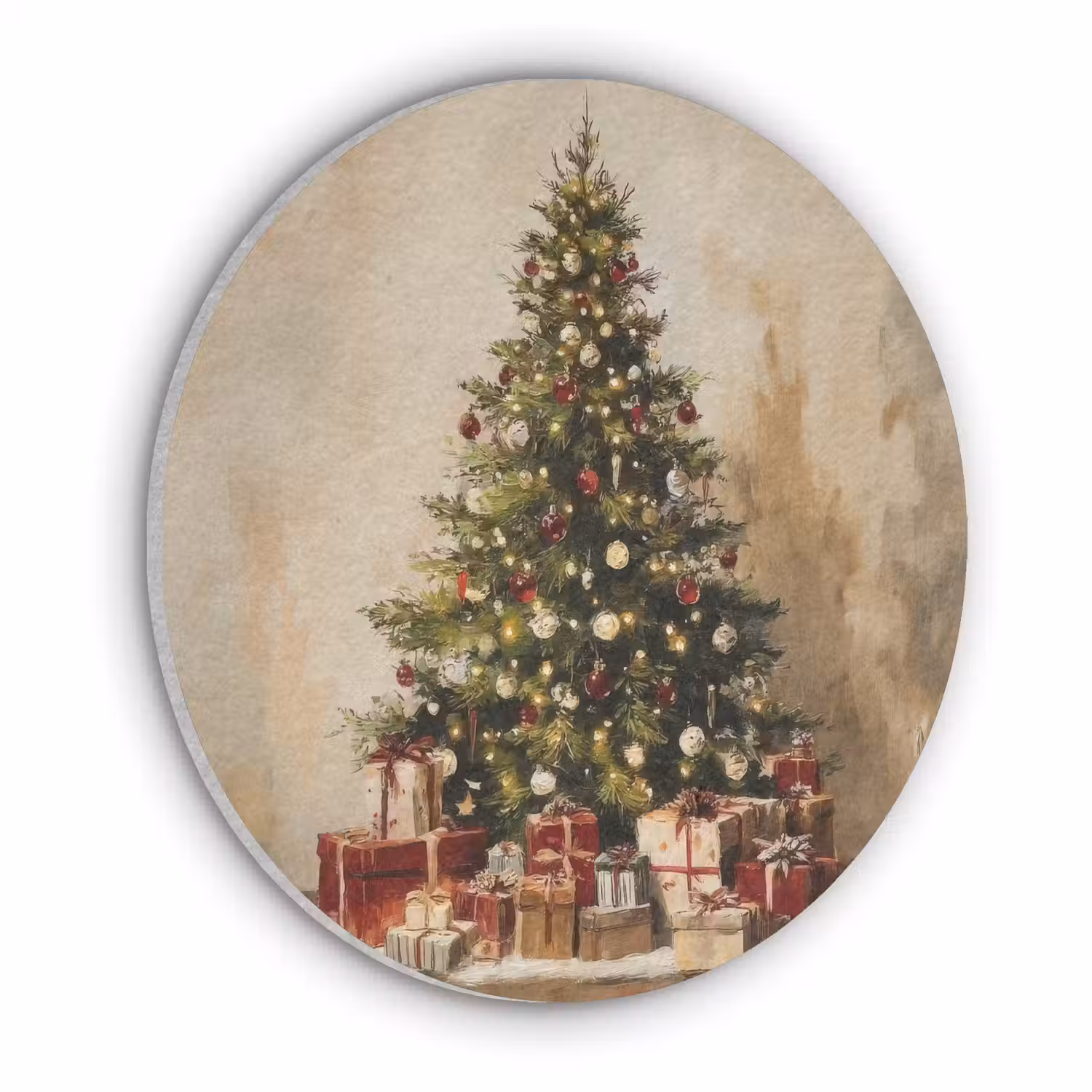 Kerstboom - Versierd - Kleurrijk Akoestische PET Vilt - Rond klein -3d