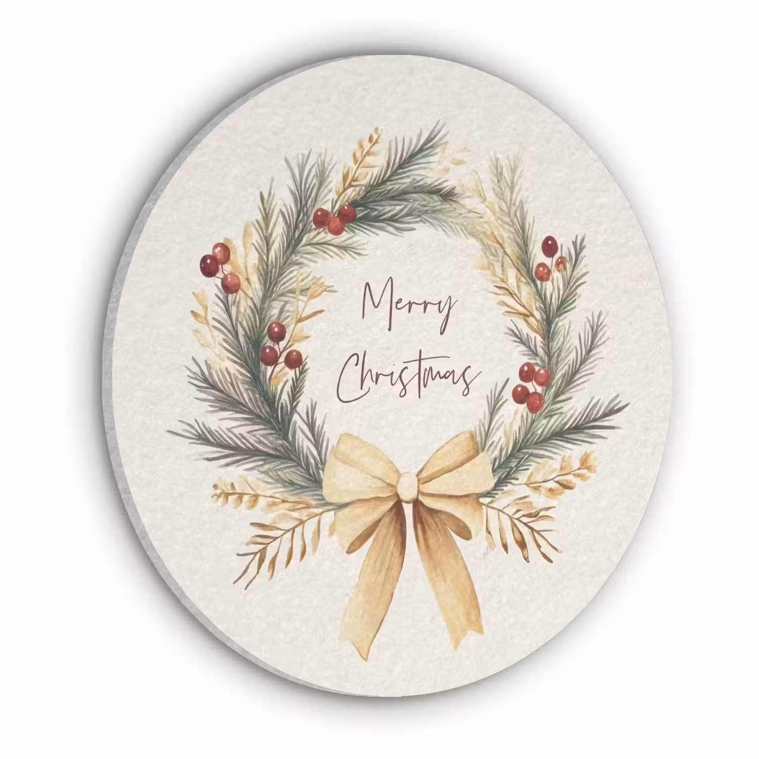 Kerstkrans - Kerst - Goud - Beige Akoestische PET Vilt - Rond klein -3d