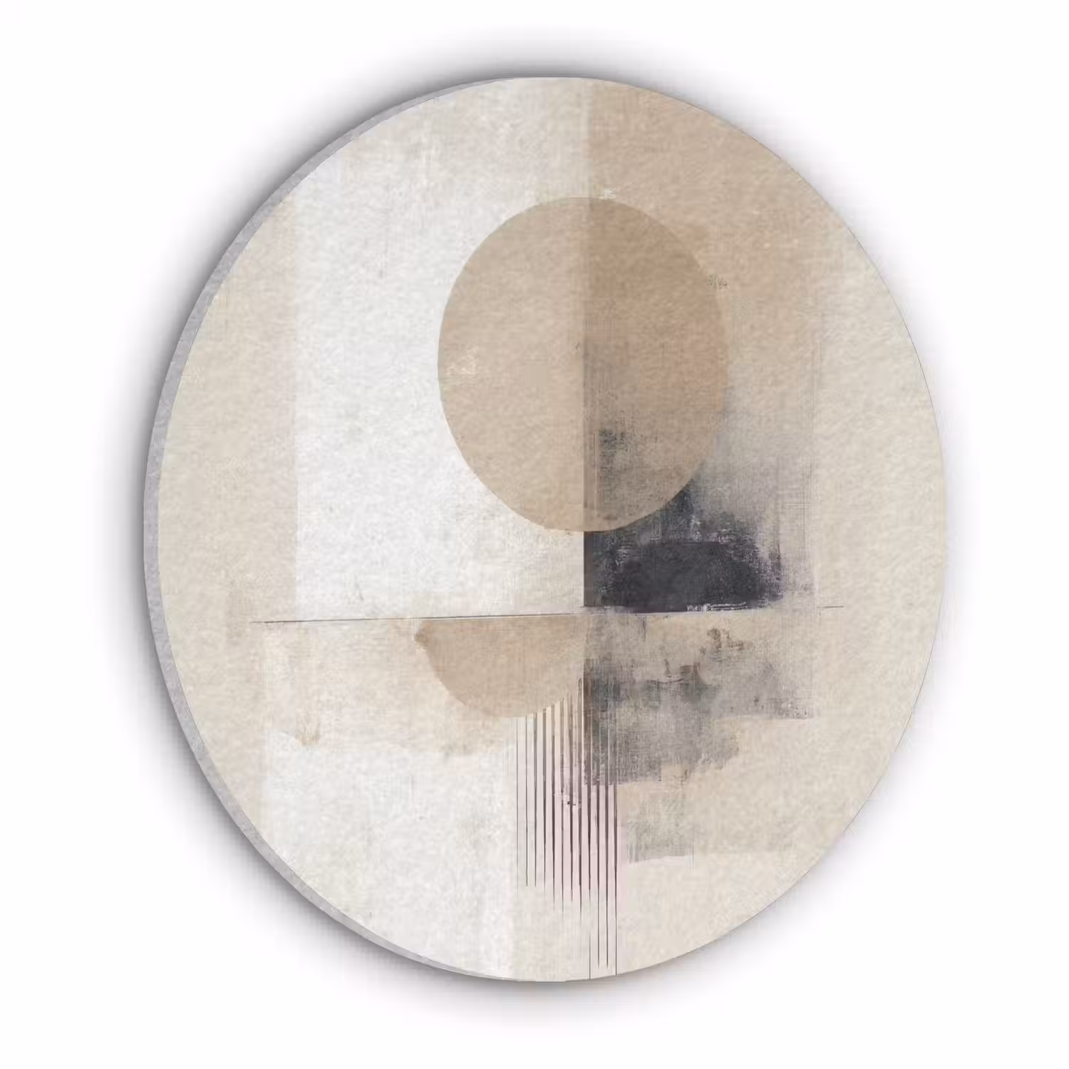 Cirkel - Compositie - Diepte - Beige Akoestische PET Vilt - Rond klein -3d
