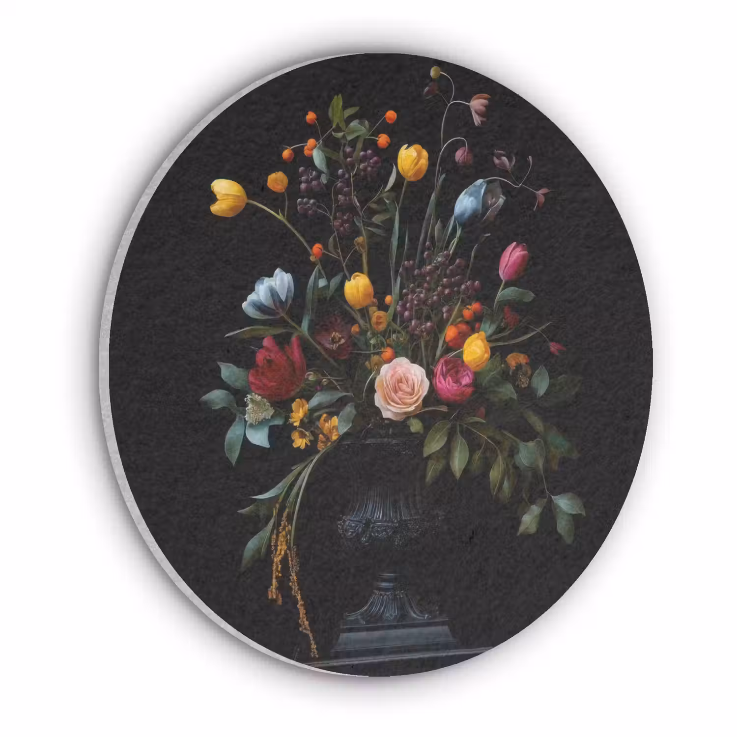 Klassiek - Vaas - Boeket - Bloemen Akoestische PET Vilt - Rond klein -3d