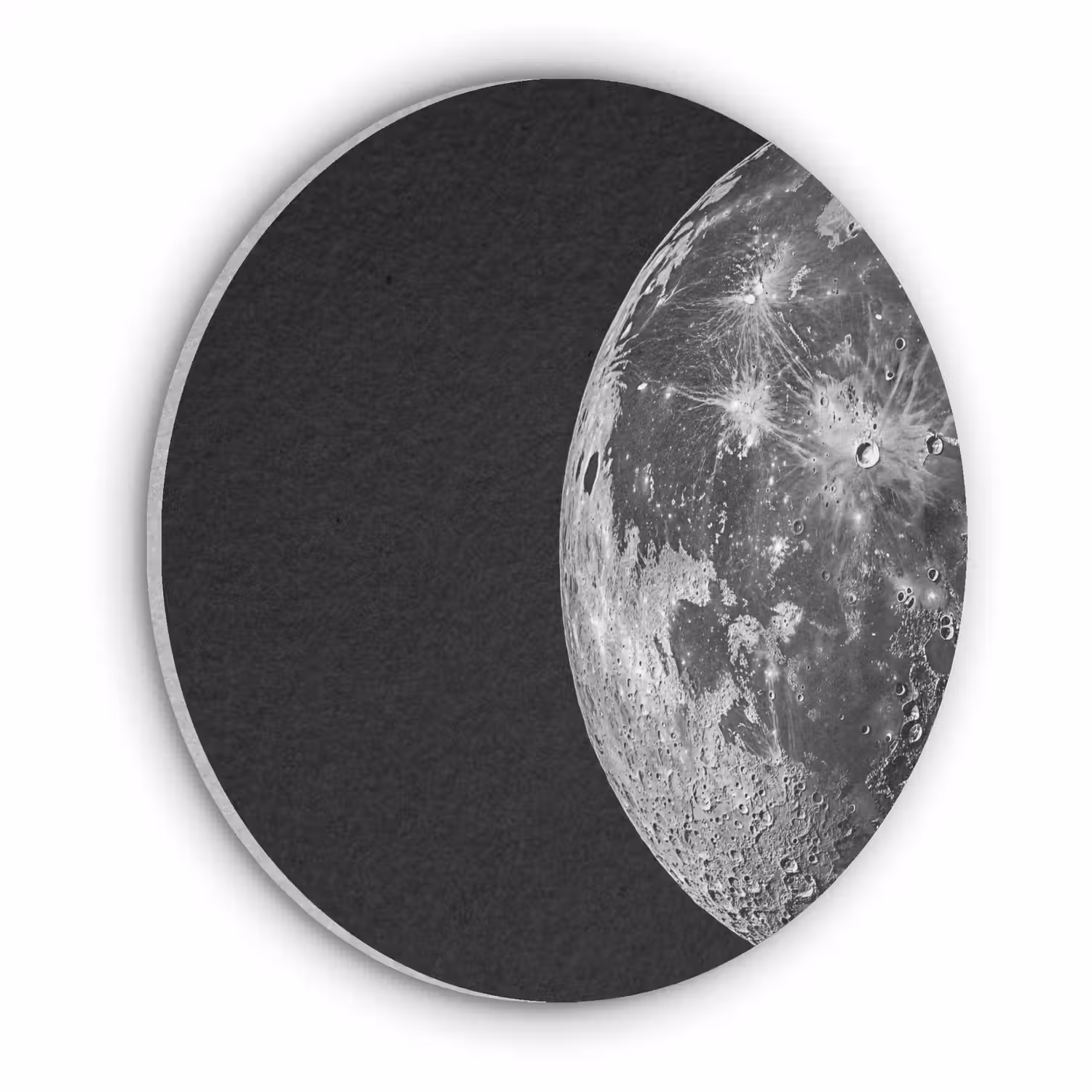 Close-up - Maan - Wit - Textuur Akoestische PET Vilt - Rond klein -3d
