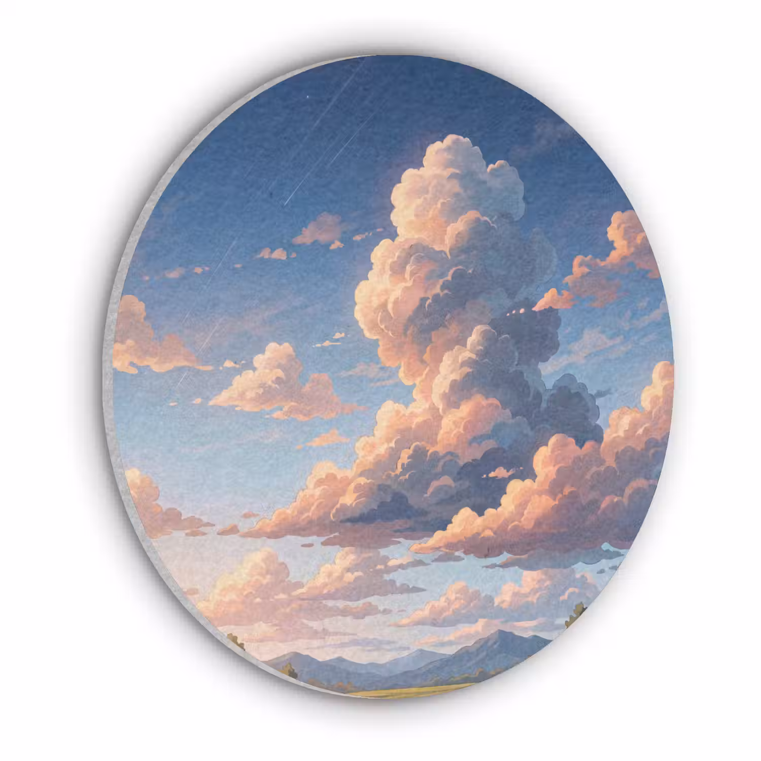 Wolken - Daghemel - Natuur - Illustratie - Oranje Akoestische PET Vilt - Rond klein -3d