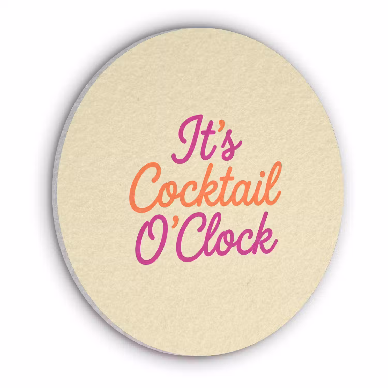 Cocktail O'Clock - Geel - Retro Akoestische PET Vilt - Rond klein -3d
