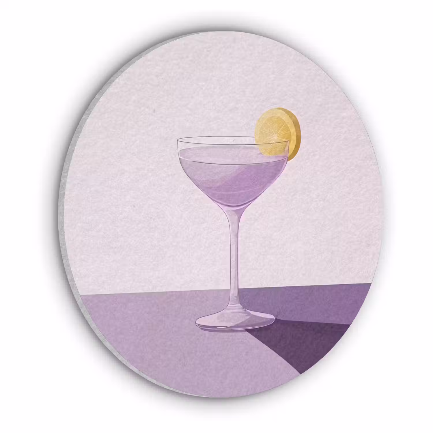 Cocktail - Paars - Minimalistisch - Citroen Akoestische PET Vilt - Rond klein -3d