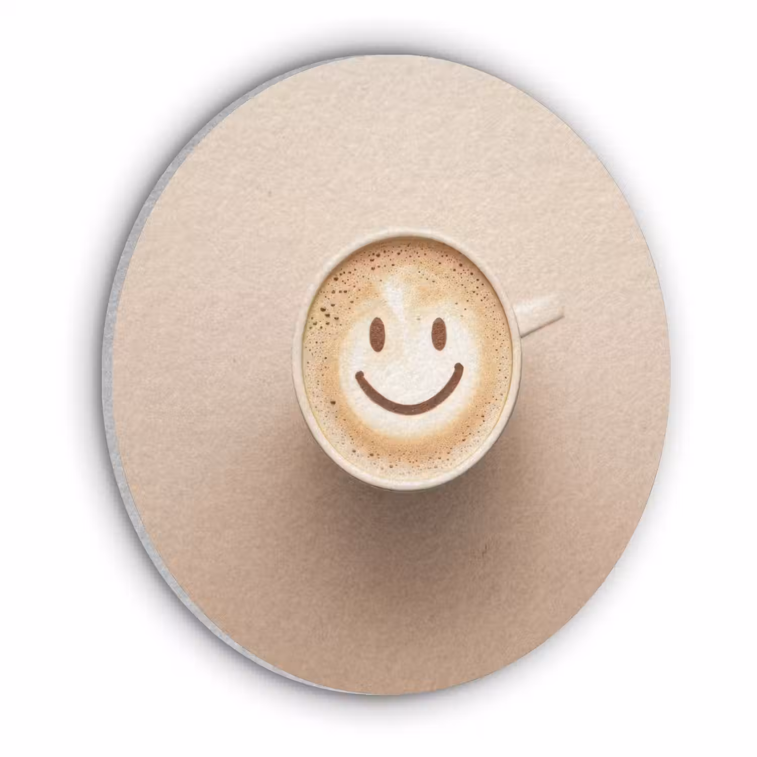Koffie - Melkschuim - Lach - Beige Akoestische PET Vilt - Rond klein -3d