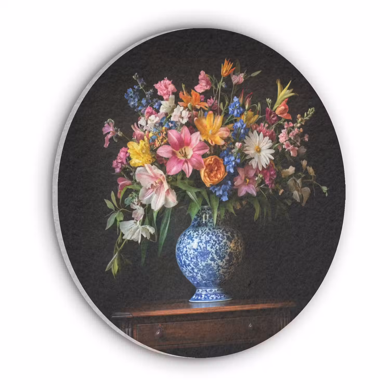 Kleur - Vaas - Bloemen - Boeket Akoestische PET Vilt - Rond klein -3d