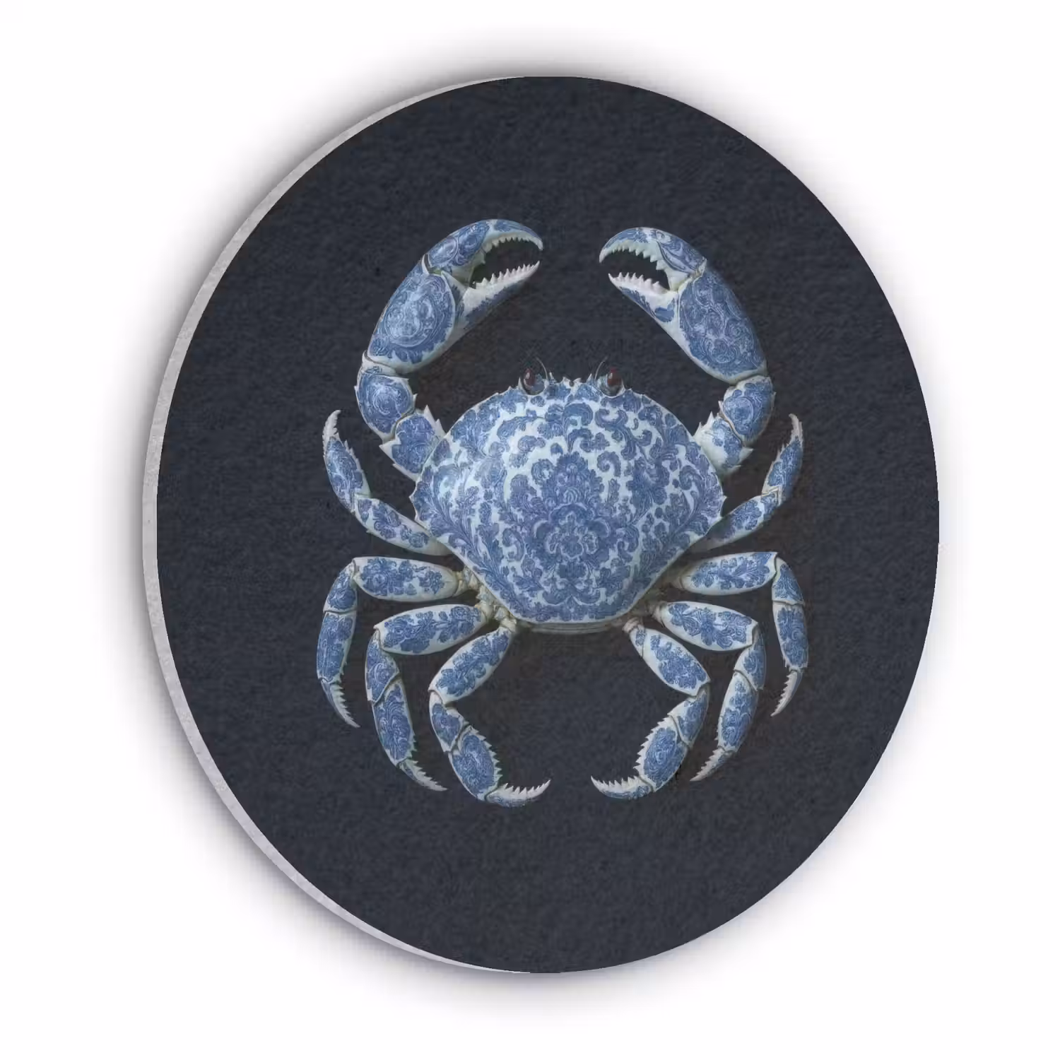 Krab - Delfts blauw - Dieren Akoestische PET Vilt - Rond klein -3d