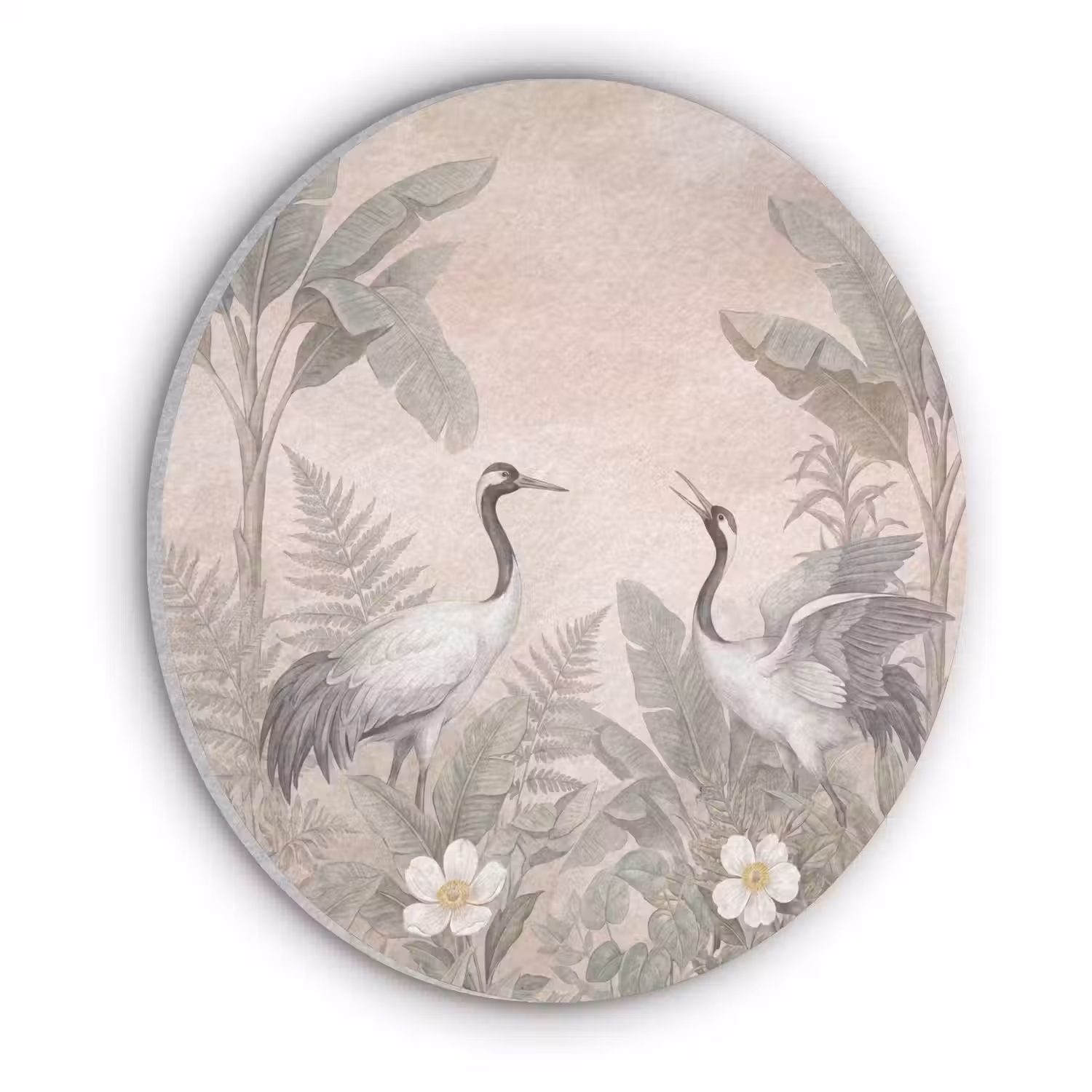 Kraanvogels - Natuur - Roze Akoestische PET Vilt - Rond klein -3d