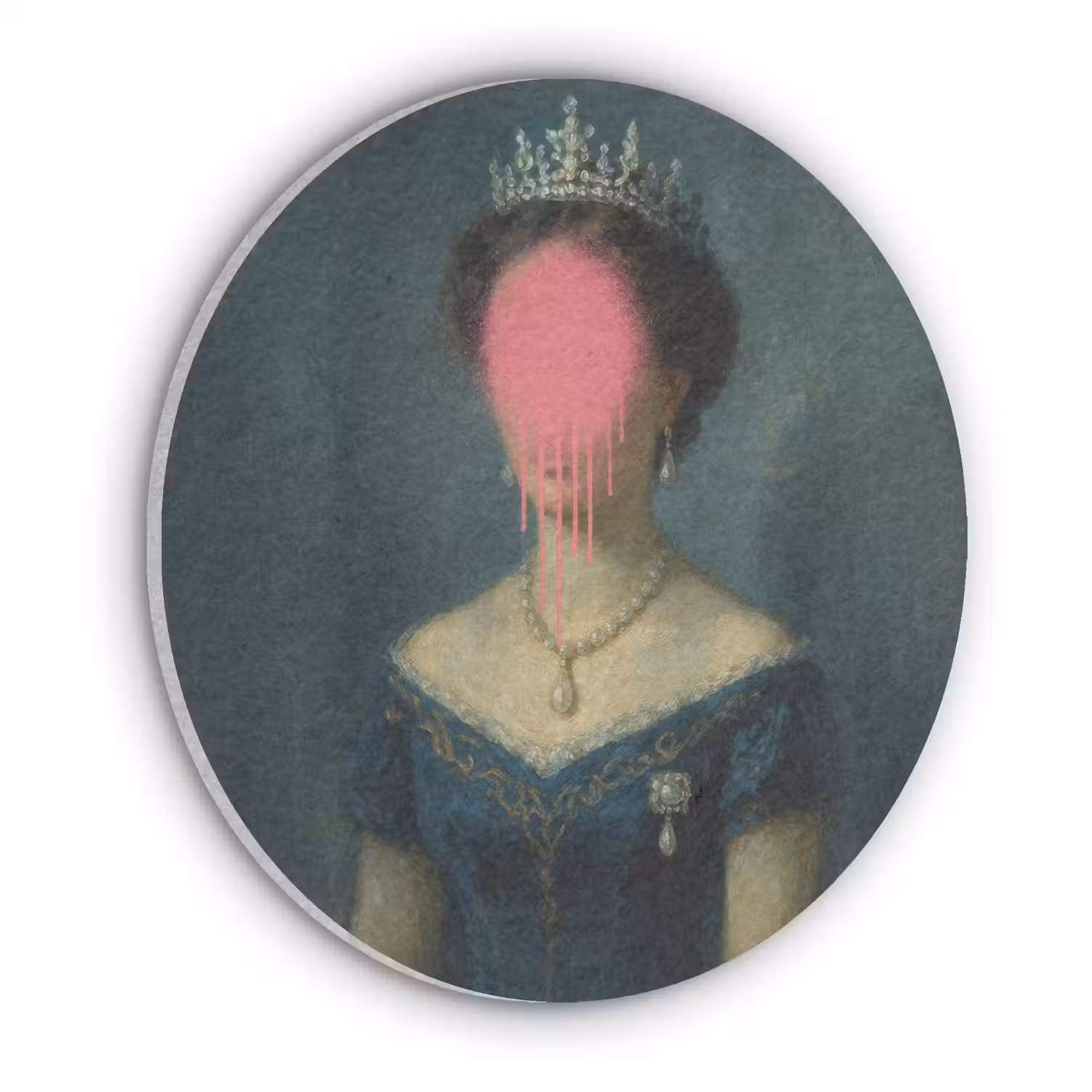 Kroon - Roze druipend verf - Portret Akoestische PET Vilt - Rond klein -3d