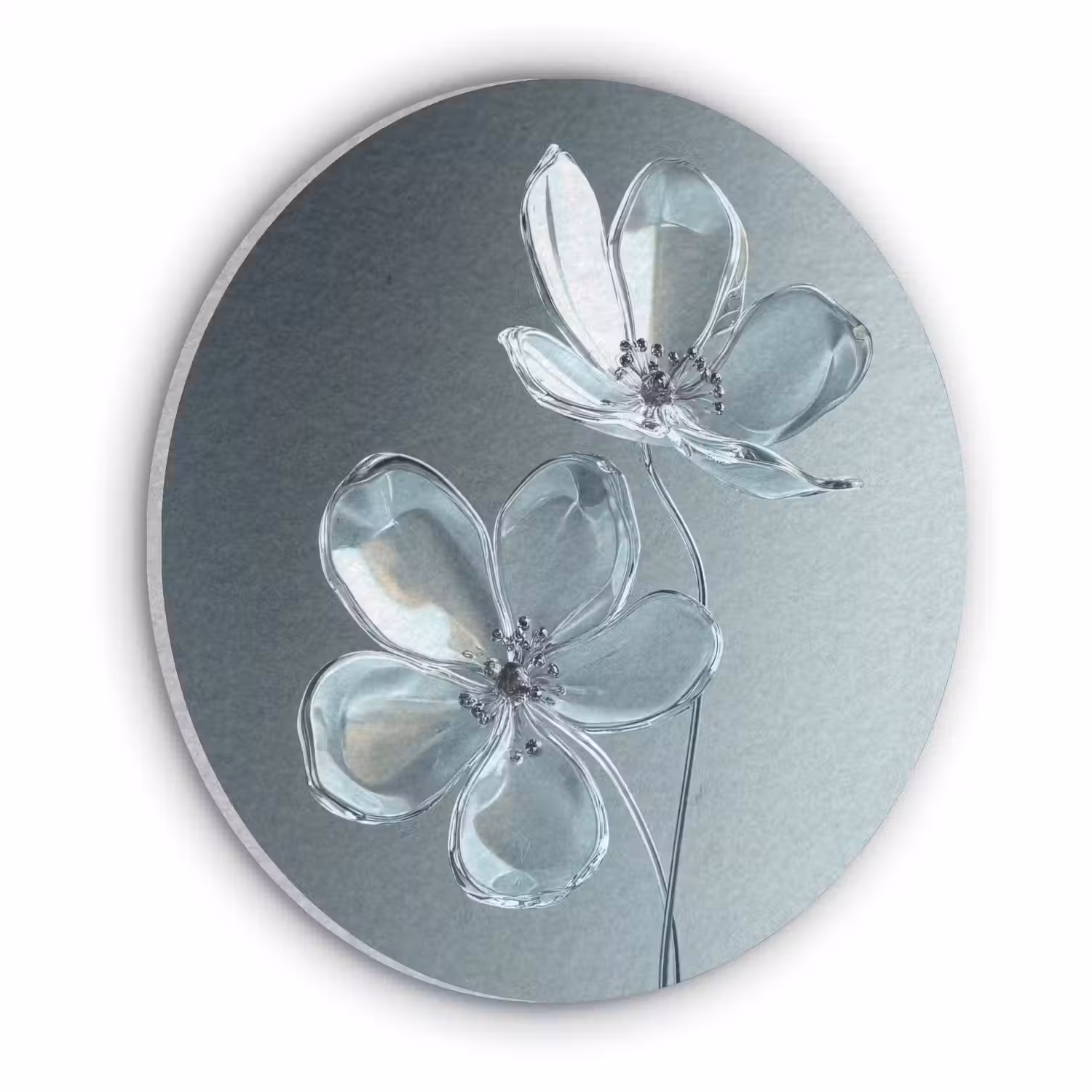 Kristal - Bloemen - Grijs Akoestische PET Vilt - Rond klein -3d