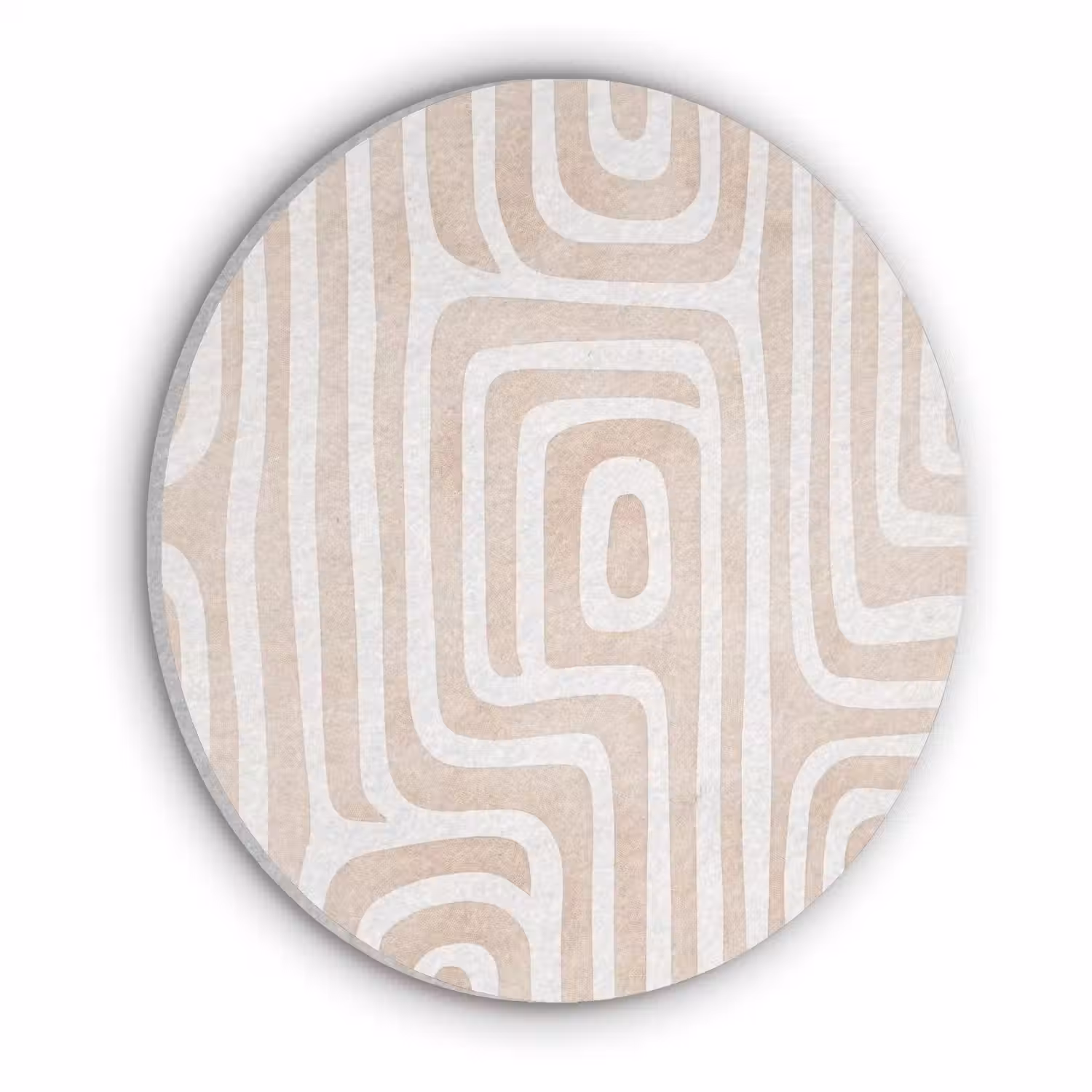 Decoratief - Labyrint - Beige Akoestische PET Vilt - Rond klein -3d