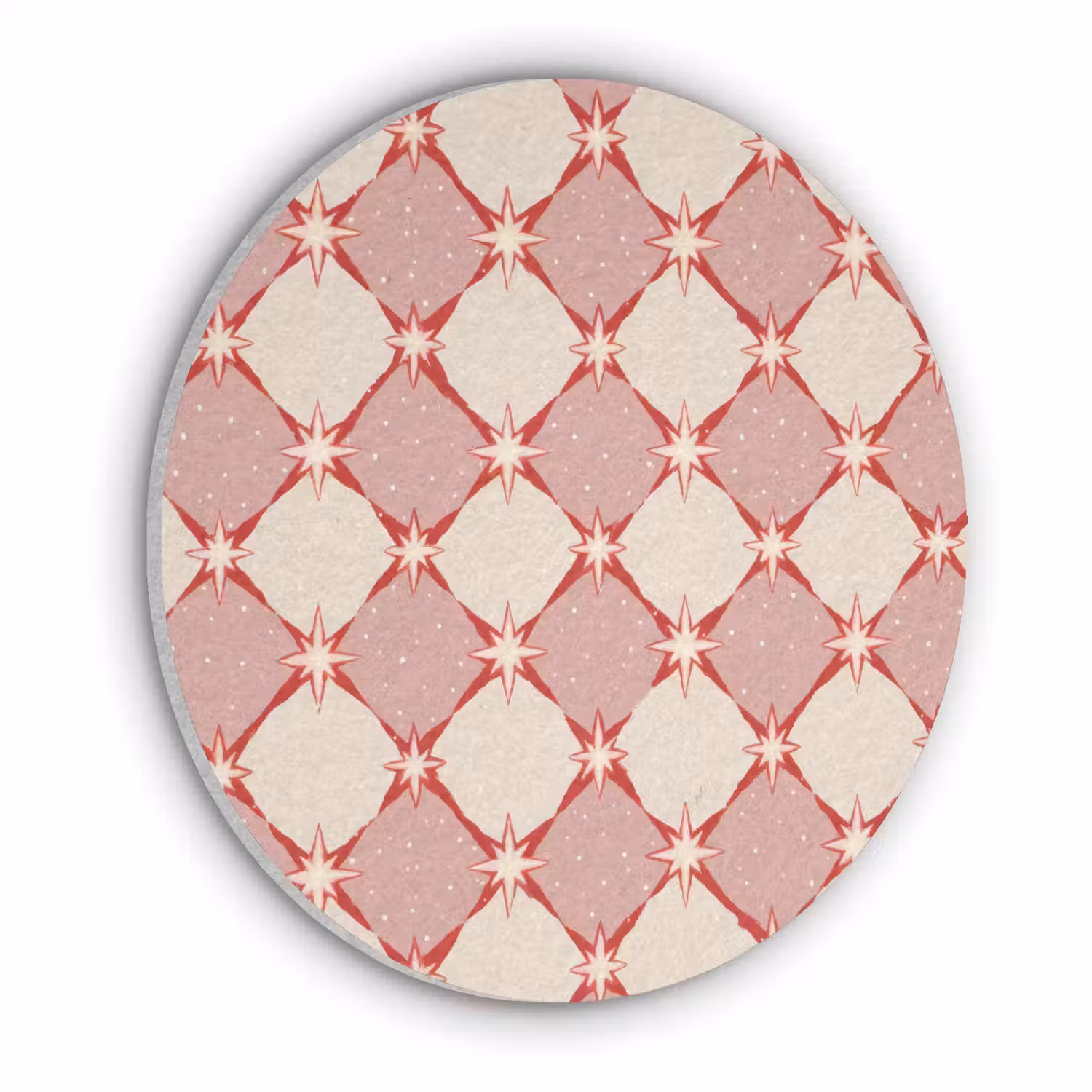 Ruiten - Sterren - Vintage - Oudroze - Rood Akoestische PET Vilt - Rond klein 838 -3d