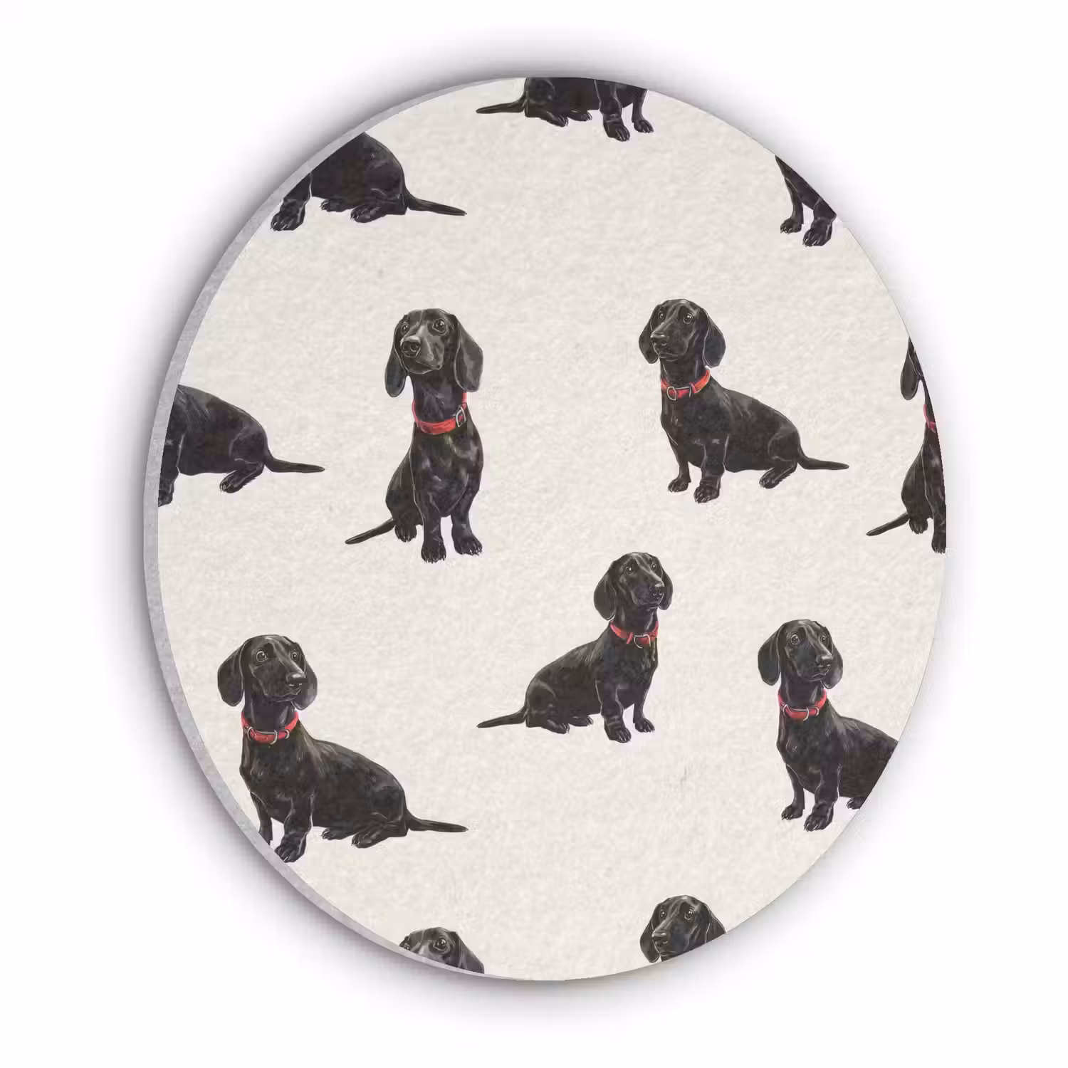 Hond - Patroon - Zwart Akoestische PET Vilt - Rond klein 838 -3d