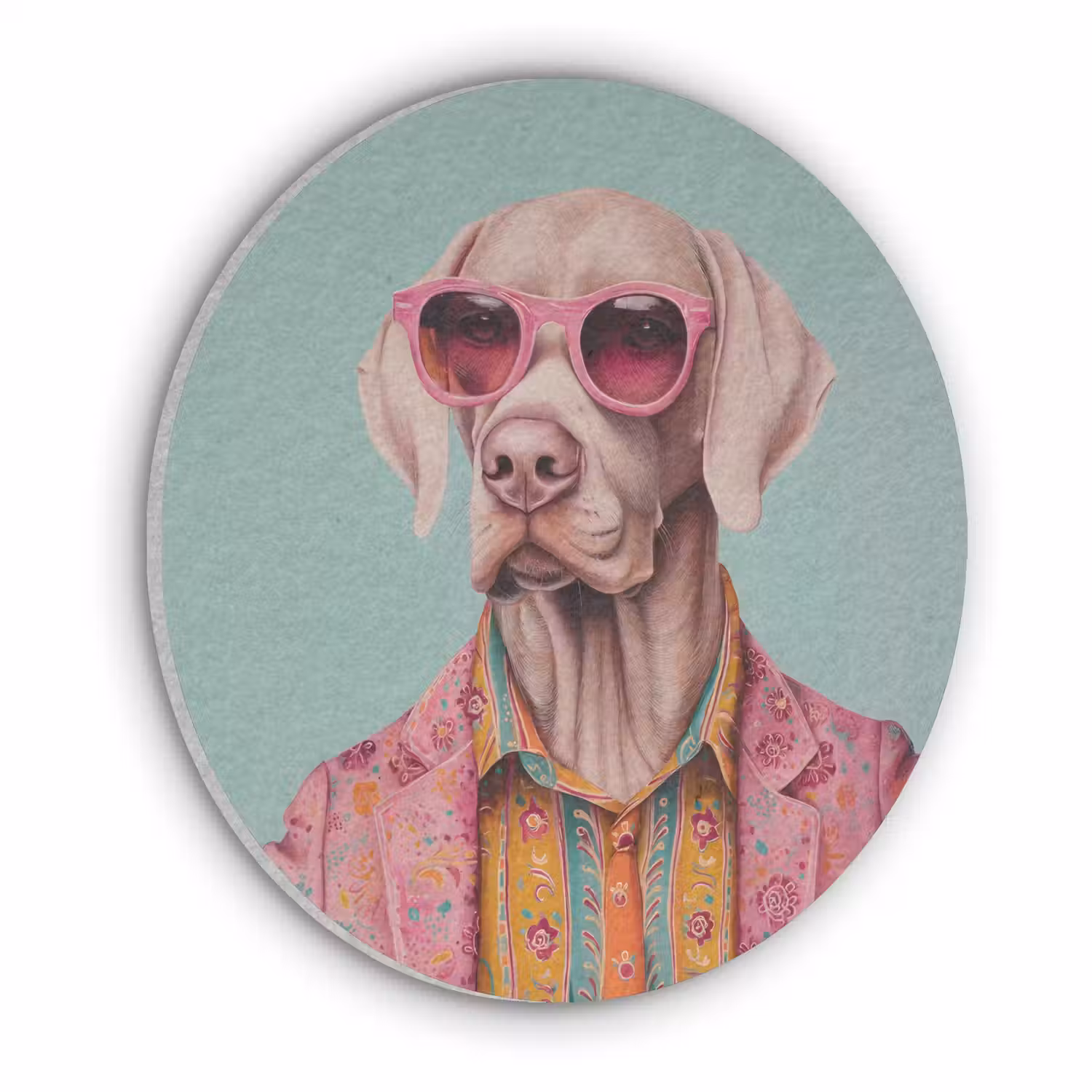 Hond - Overhemd - Bloemen - Bril Akoestische PET Vilt - Rond klein -3d