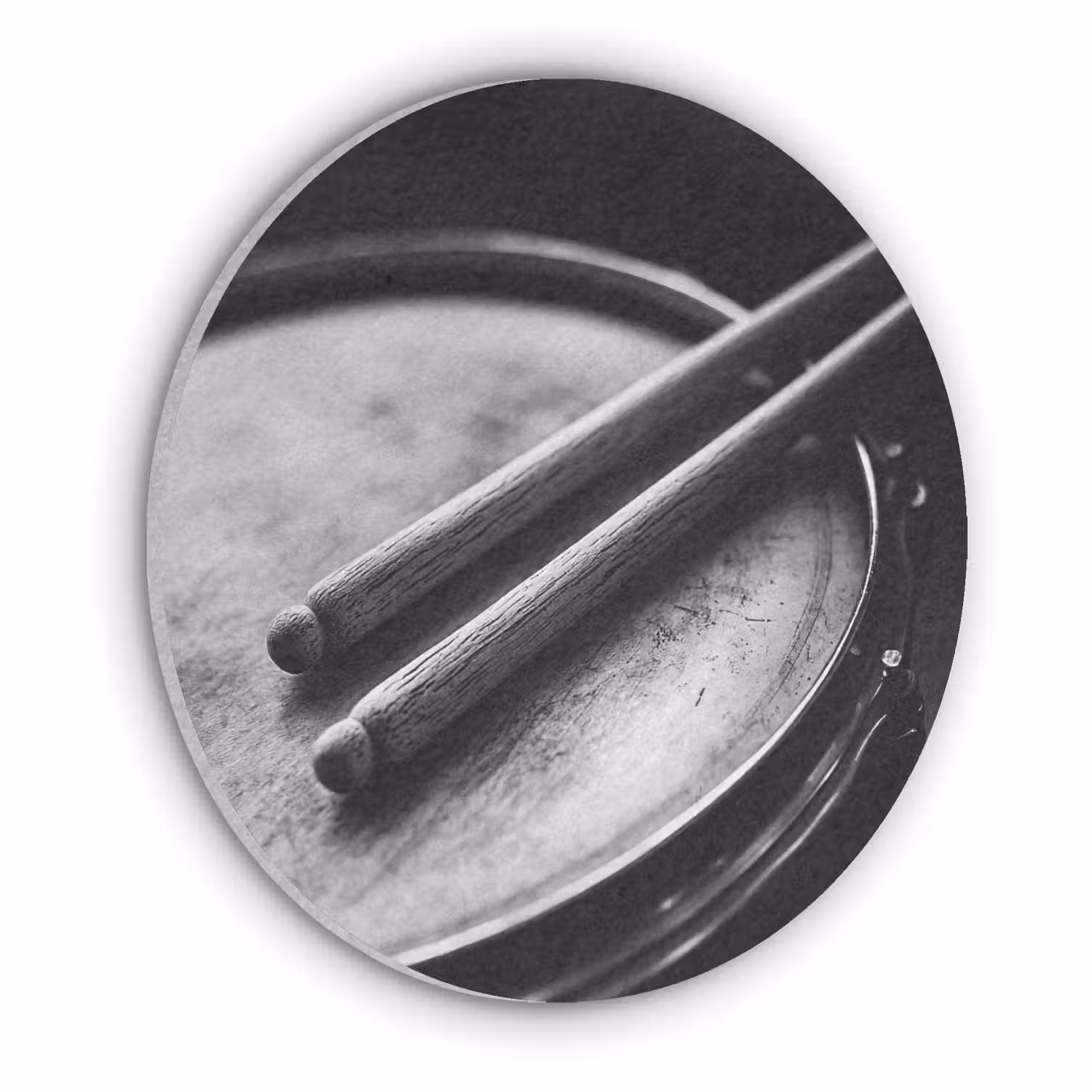 Trommel - Close-up - Drumstokken - Zwart Akoestische PET Vilt - Rond klein -3d