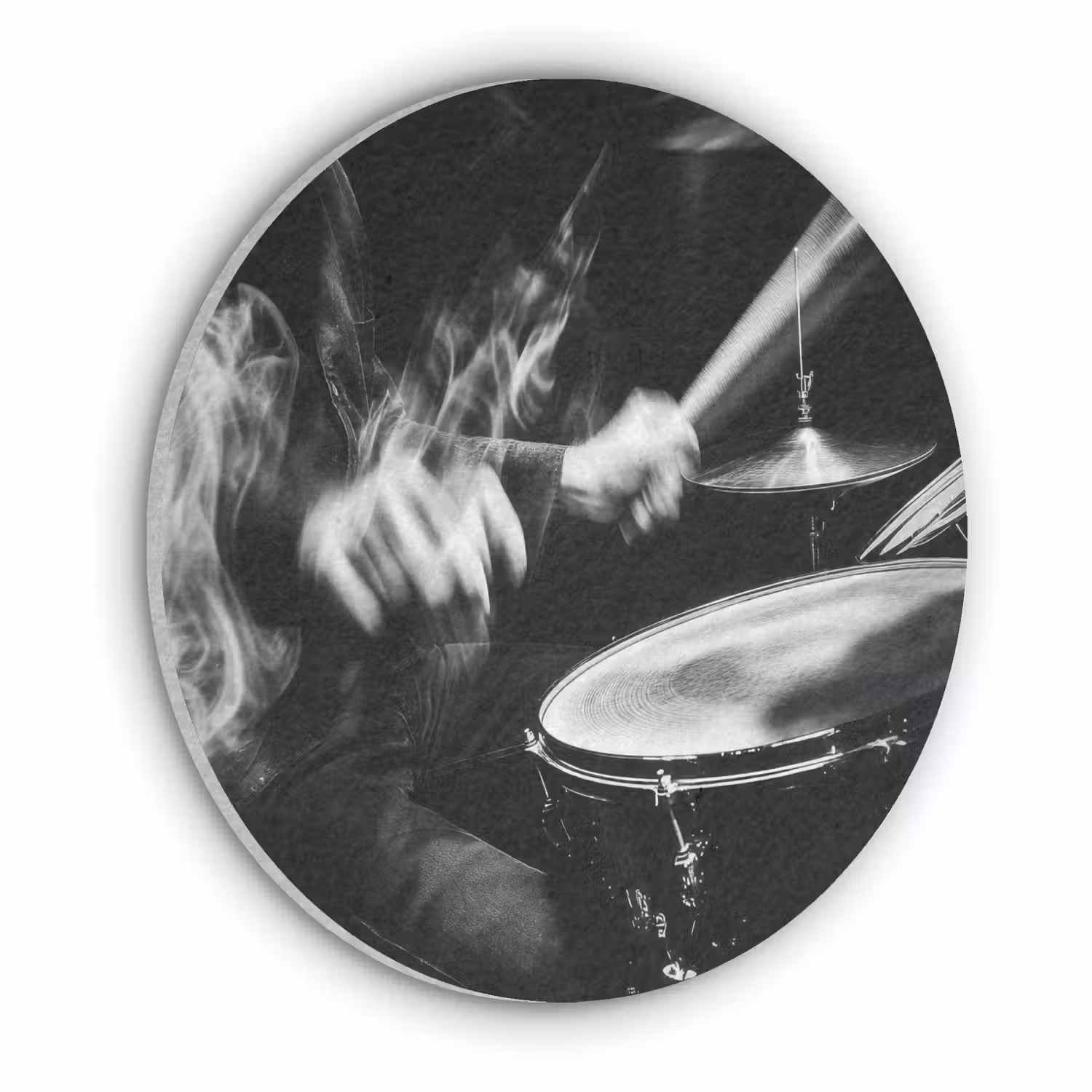 Drummer - Zwart - Drumstel Akoestische PET Vilt - Rond klein -3d