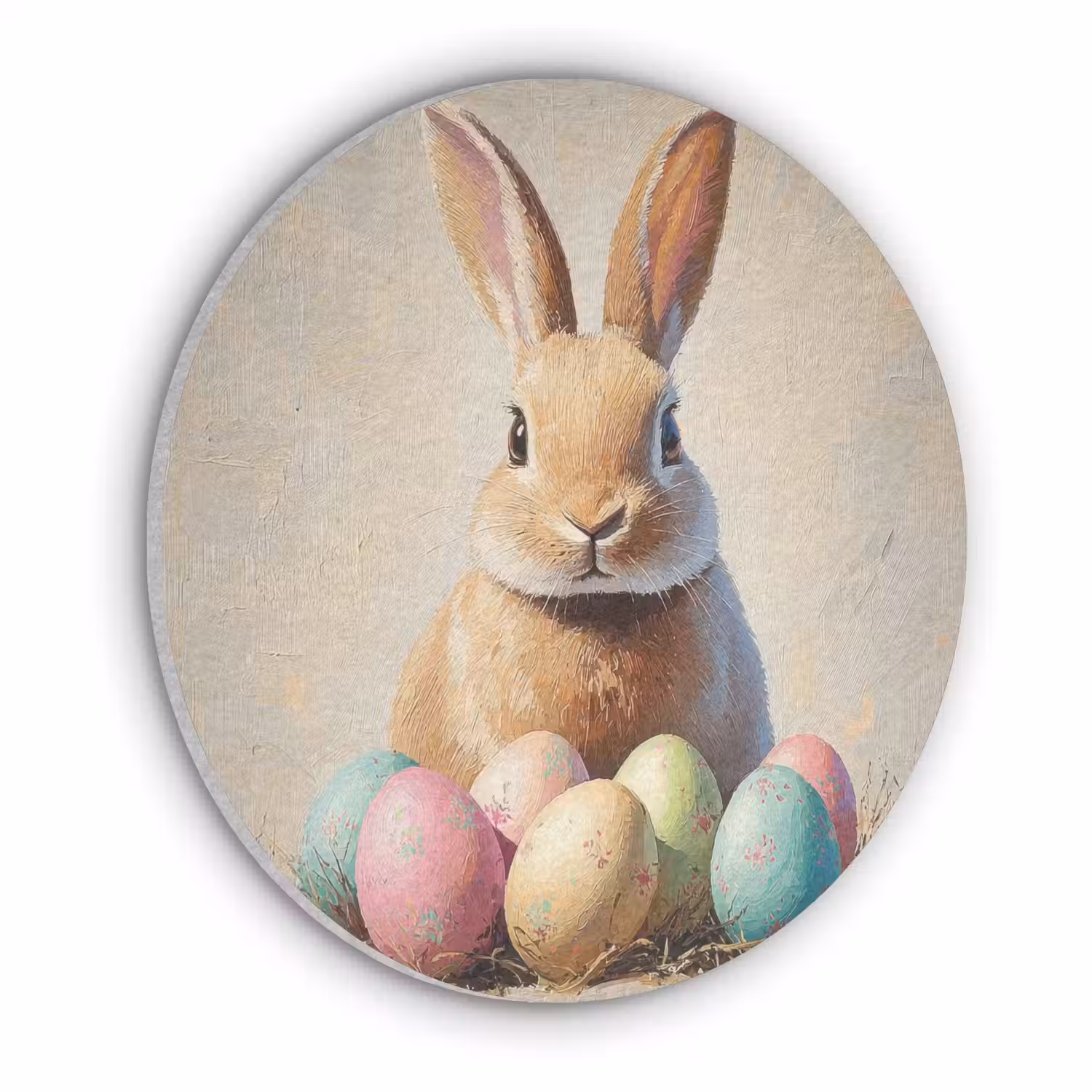 Paashaas - Pastel - Eieren Akoestische PET Vilt - Rond klein -3d