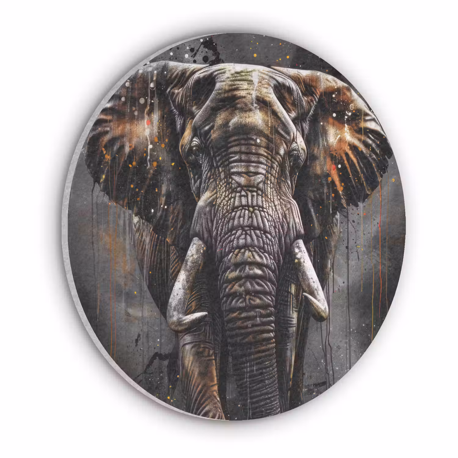 Olifant - Watercolor - Wilde dieren - Luxe Akoestische PET Vilt - Rond klein -3d