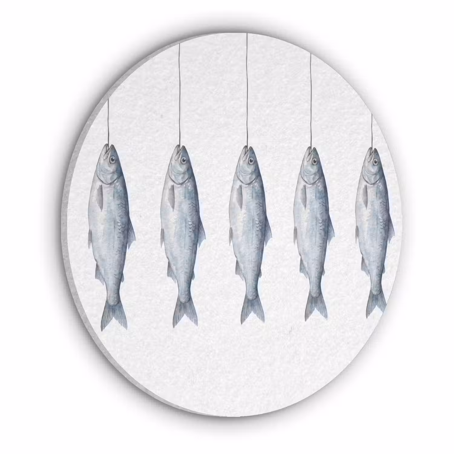 Vissen - Illustratie - Delfts - Blauw Akoestische PET Vilt - Rond klein -3d