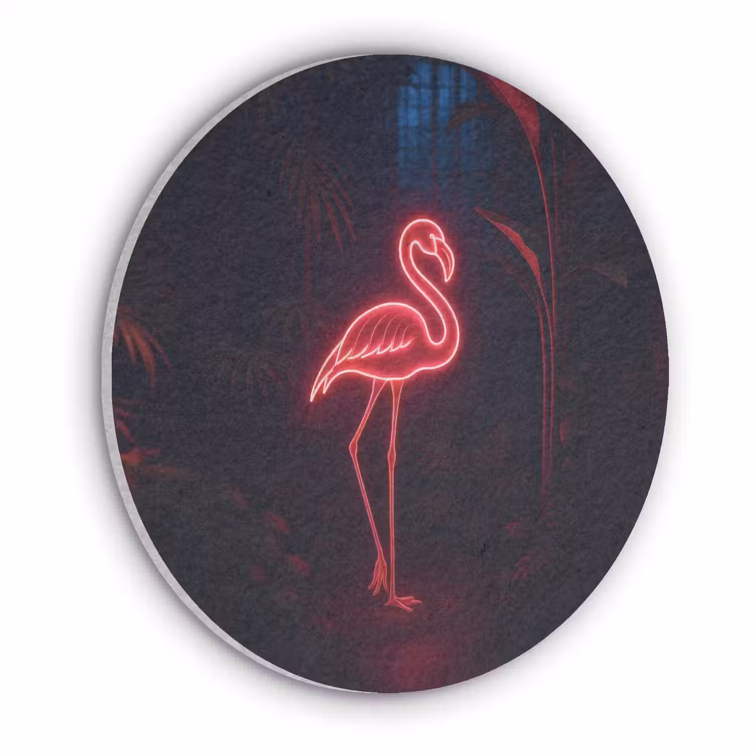 Flamingo - Roze - Neon - Licht Akoestische PET Vilt - Rond klein -3d