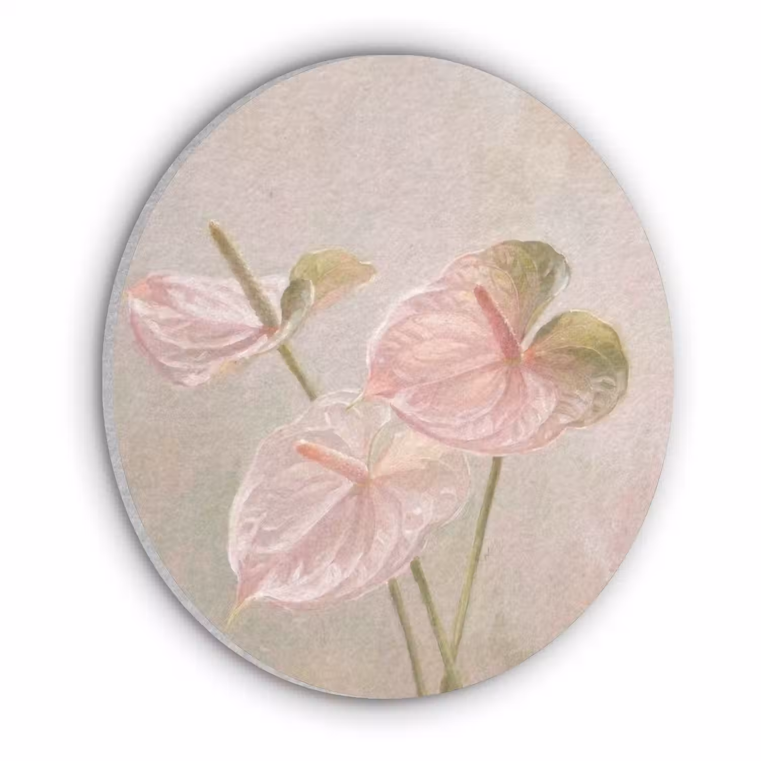 Bloemen - Pastel - Abstract - Natuur - Groen Akoestische PET Vilt - Rond klein -3d