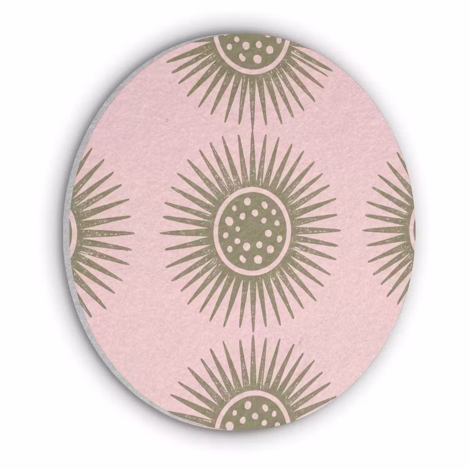 Bloemen - Patroon - Abstract - Roze - Groen Akoestische PET Vilt - Rond klein -3d