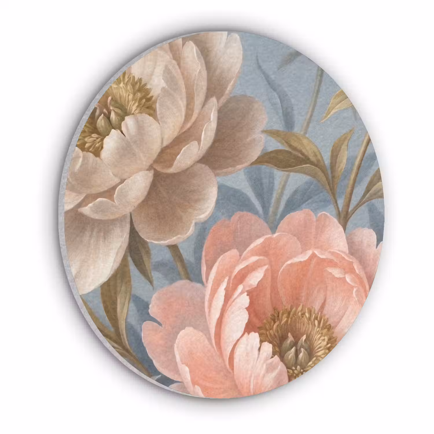 Bloemen - Roze - Beige - Modern - Natuur Akoestische PET Vilt - Rond klein -3d