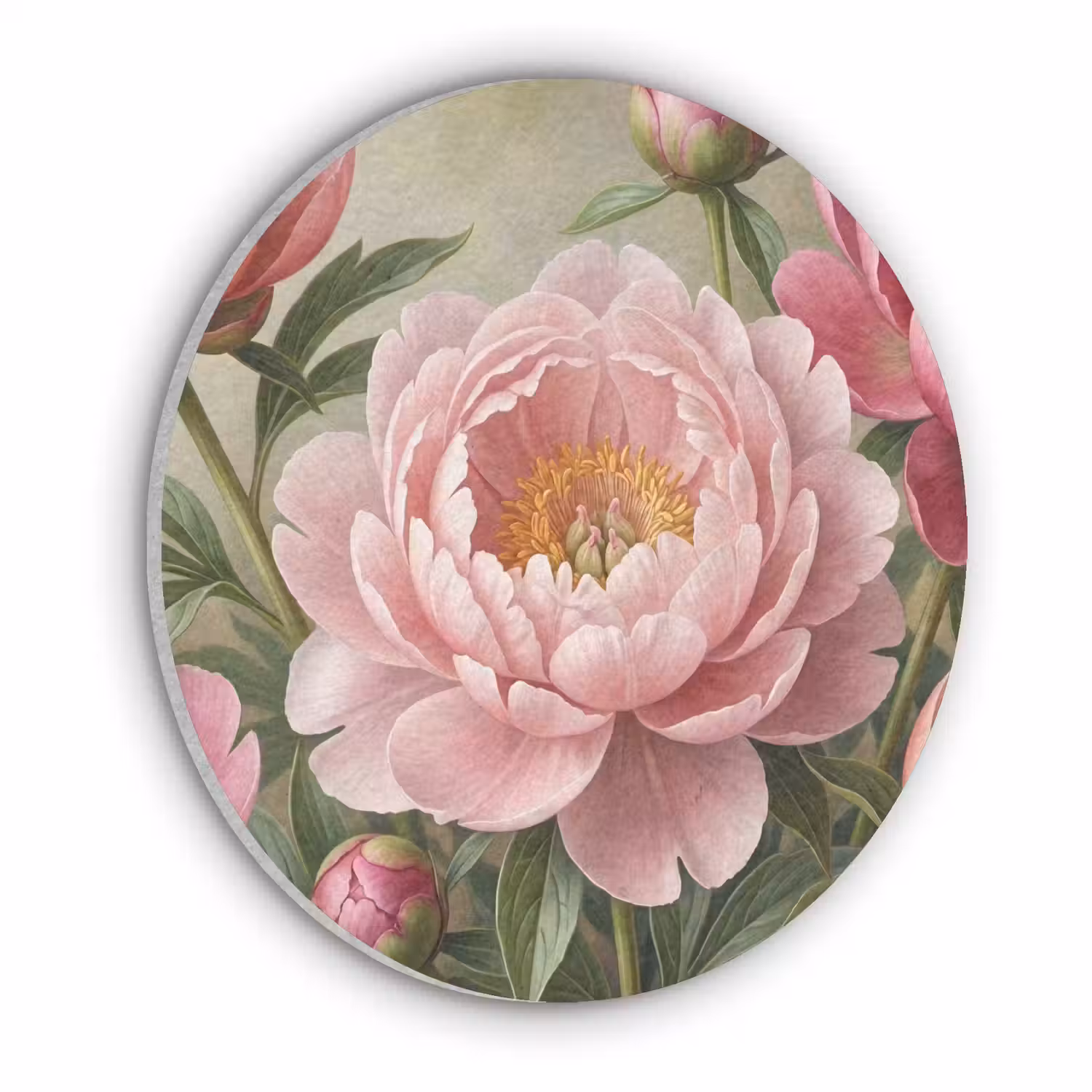 Bloemen - Roze - Klassiek - Gedetailleerd - Natuur Akoestische PET Vilt - Rond klein -3d