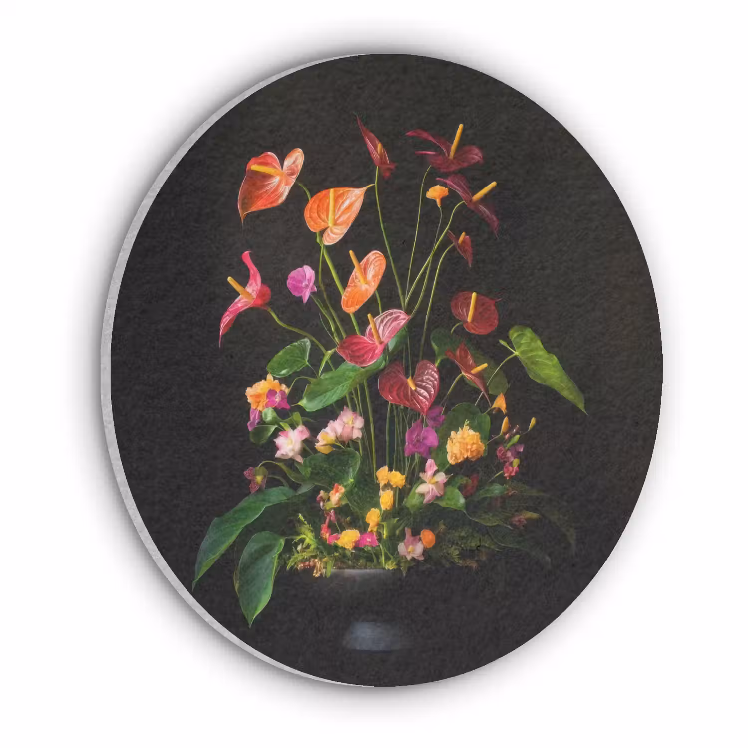 Bloemen - Vaas - Kleurrijk Akoestische PET Vilt - Rond klein -3d