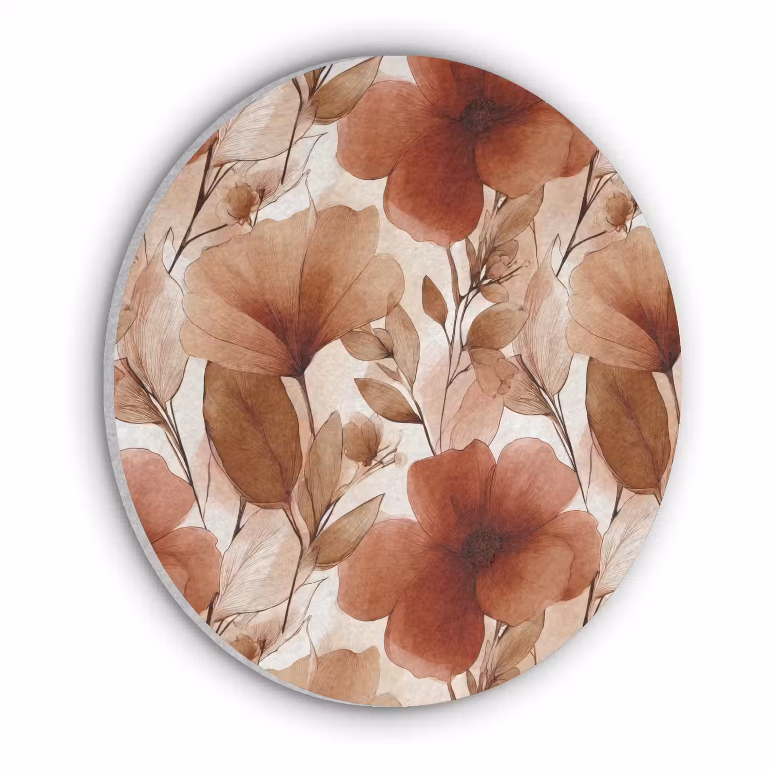 Bloemen - Aquarel - Botanisch - Terracotta Akoestische PET Vilt - Rond klein 838 -3d