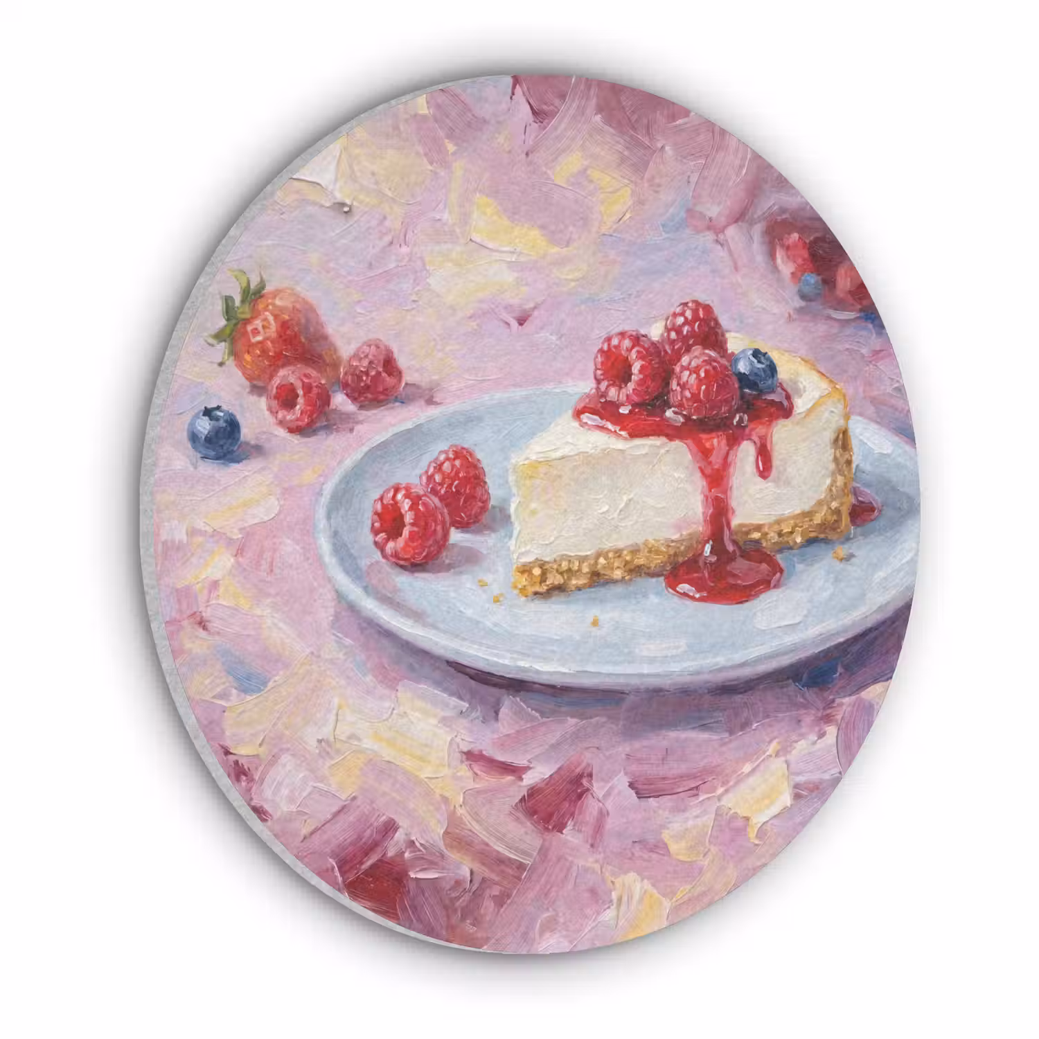 Eten - Cheesecake - Bessen - Abstract - Roze Akoestische PET Vilt - Rond klein -3d