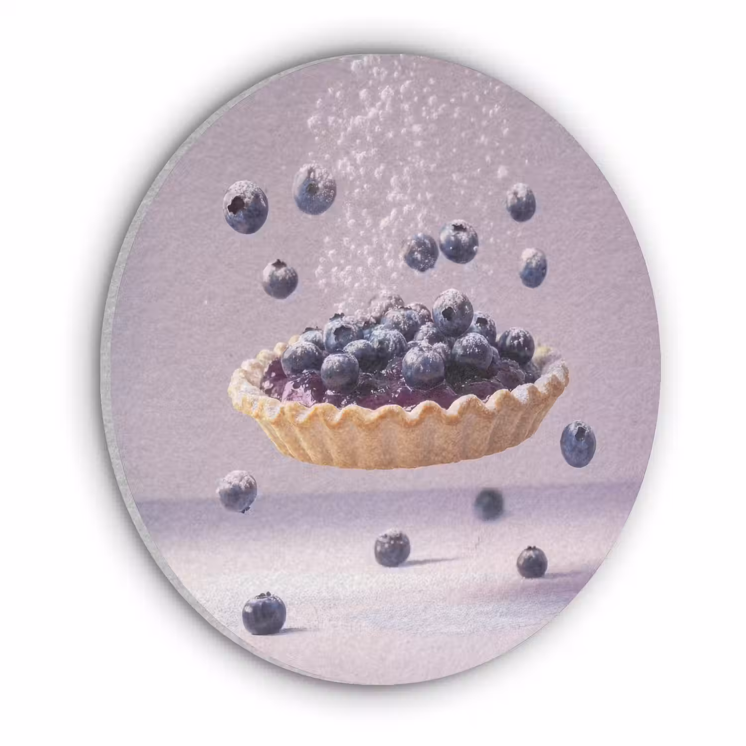 Eten - Taart - Bessen - Blauw Akoestische PET Vilt - Rond klein -3d