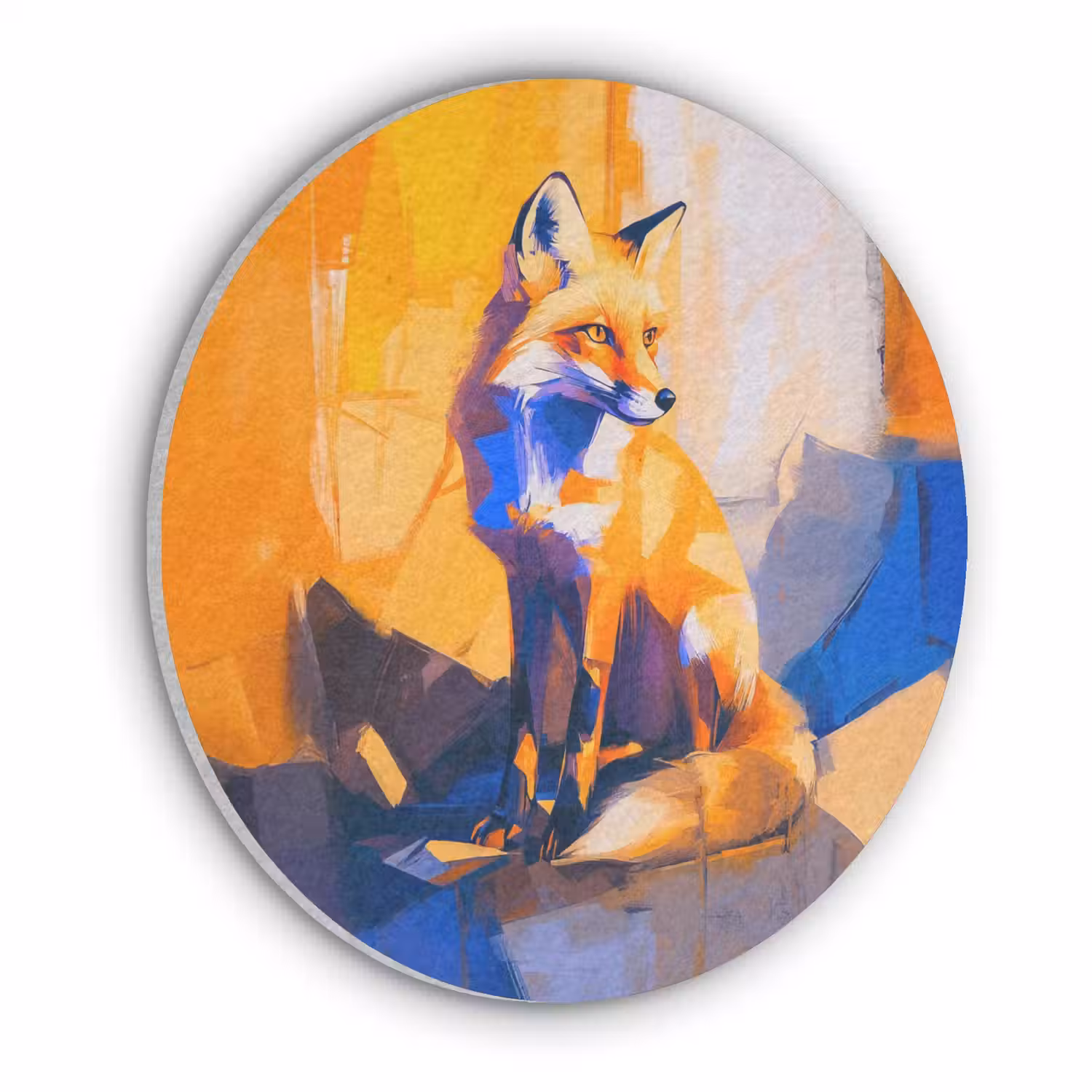 Vos - Oranje - Vormen - Abstract Akoestische PET Vilt - Rond klein -3d