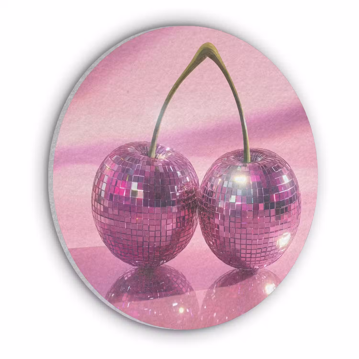 Glitter - Discobol - Roze - Kersen Akoestische PET Vilt - Rond klein -3d
