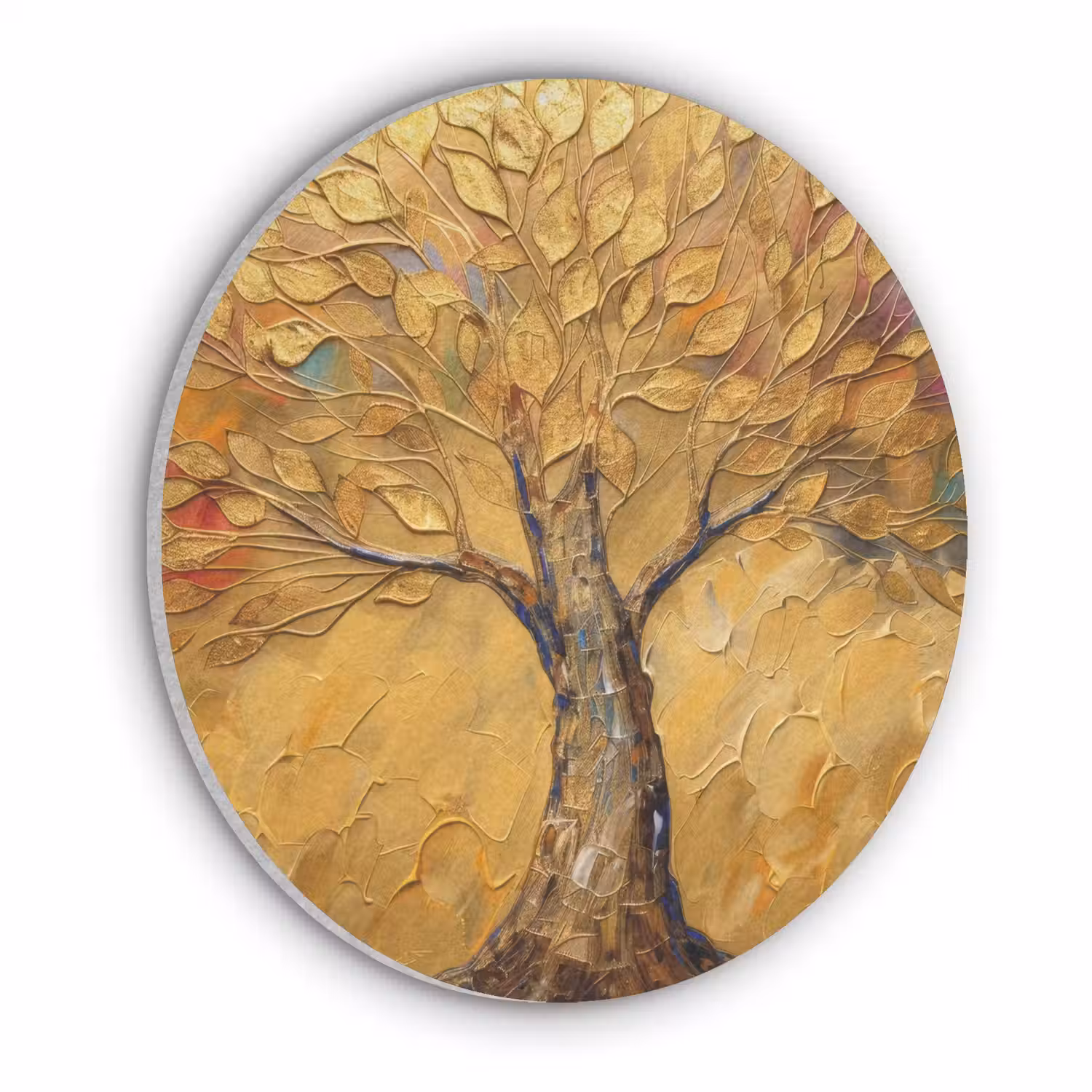 Goud - Boom - Abstract - Modern Akoestische PET Vilt - Rond klein -3d