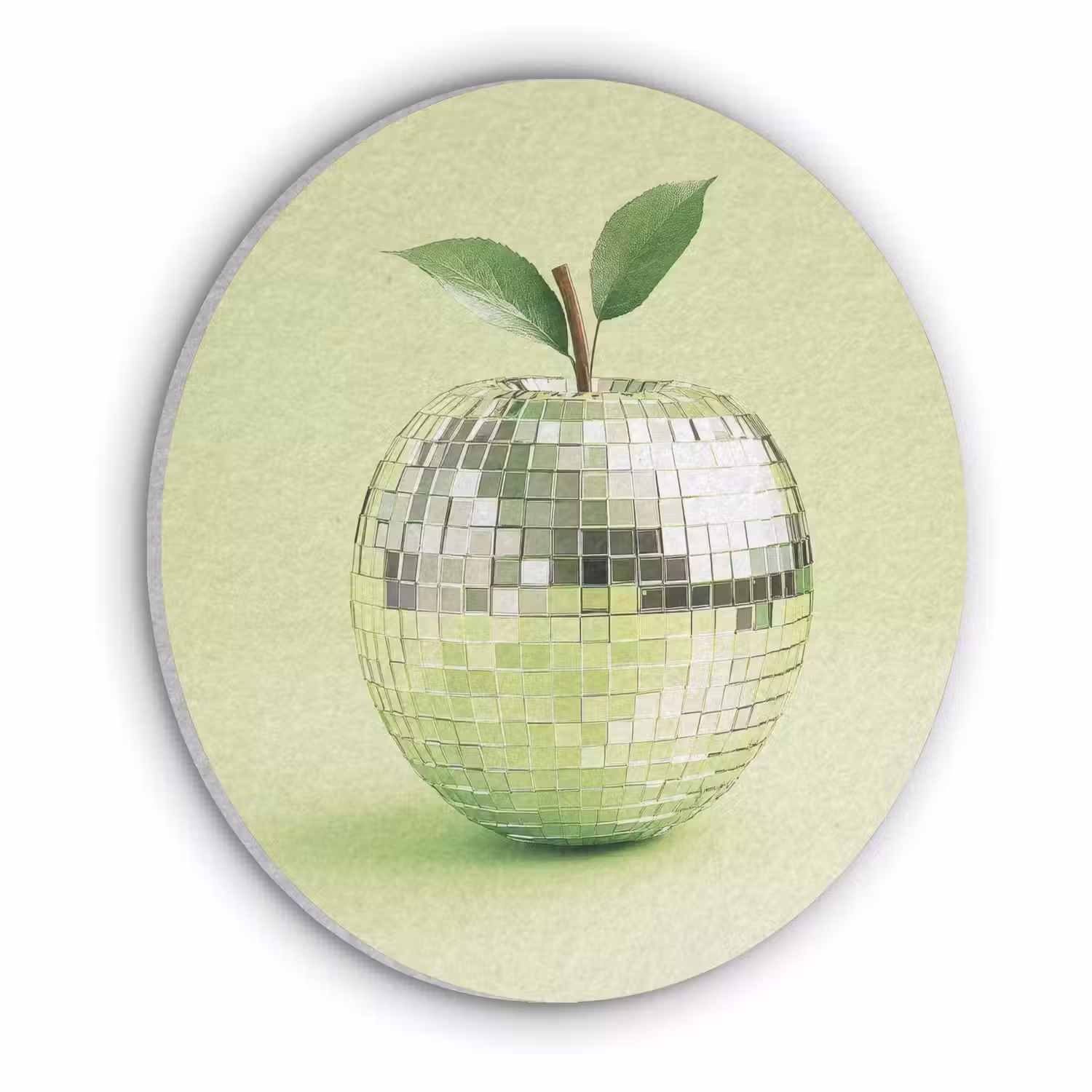 Groen - Disco - Decoratie - Appel Akoestische PET Vilt - Rond klein -3d