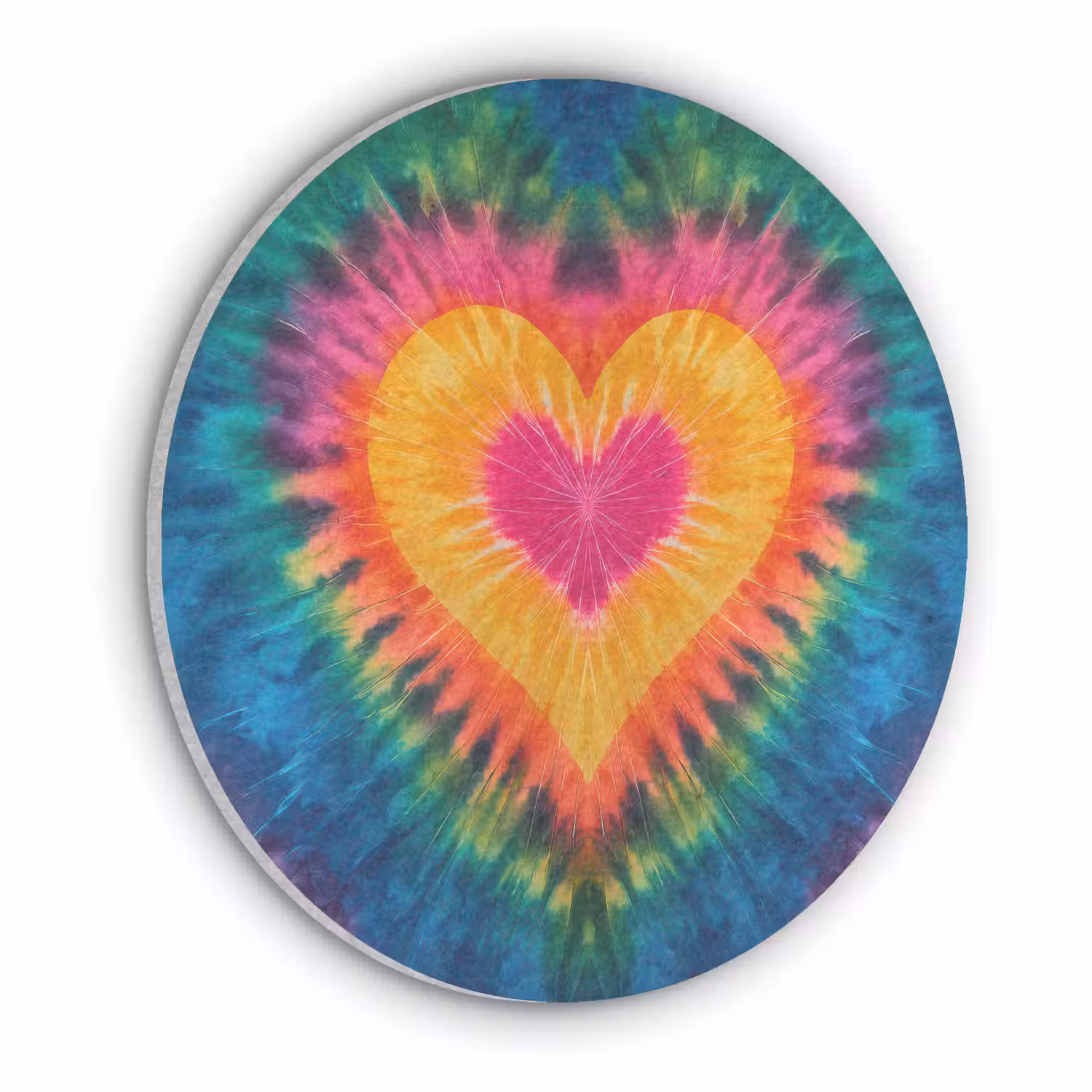 Hart - Tie Dye - Kleurrijk Akoestische PET Vilt - Rond klein -3d