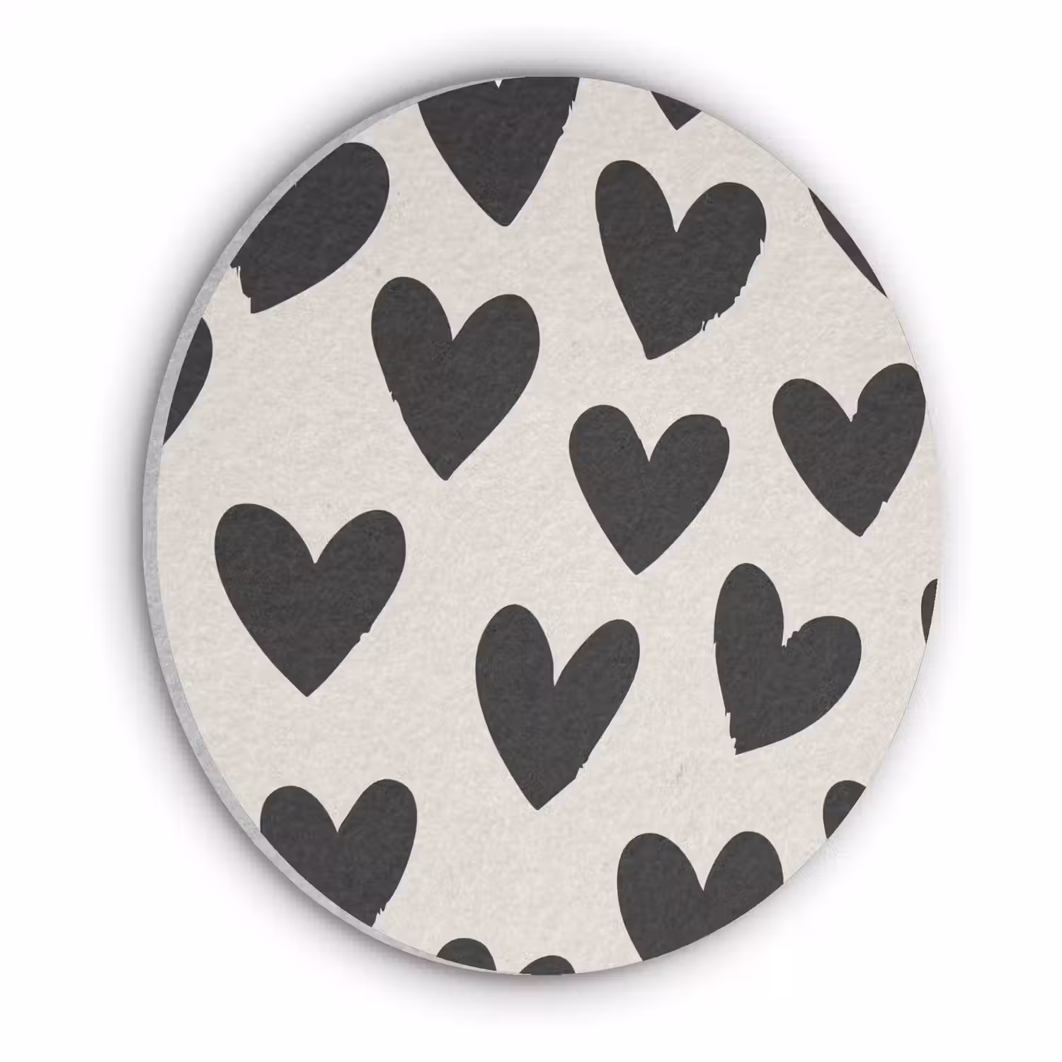 Hartjes - Zwart - Beige Akoestische PET Vilt - Rond klein -3d